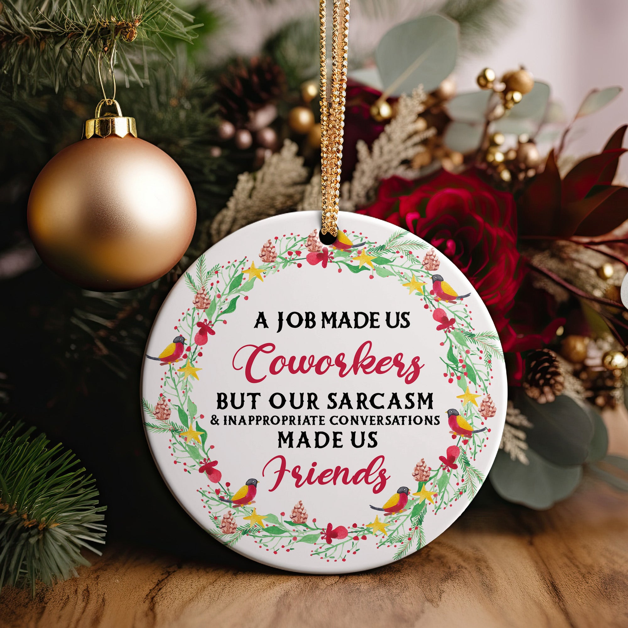 Personalized Ceramic Ornament - "Sarcasm Made Us Friends" - Perfect Gift for Coworkers, Handmade with Love - Image 5