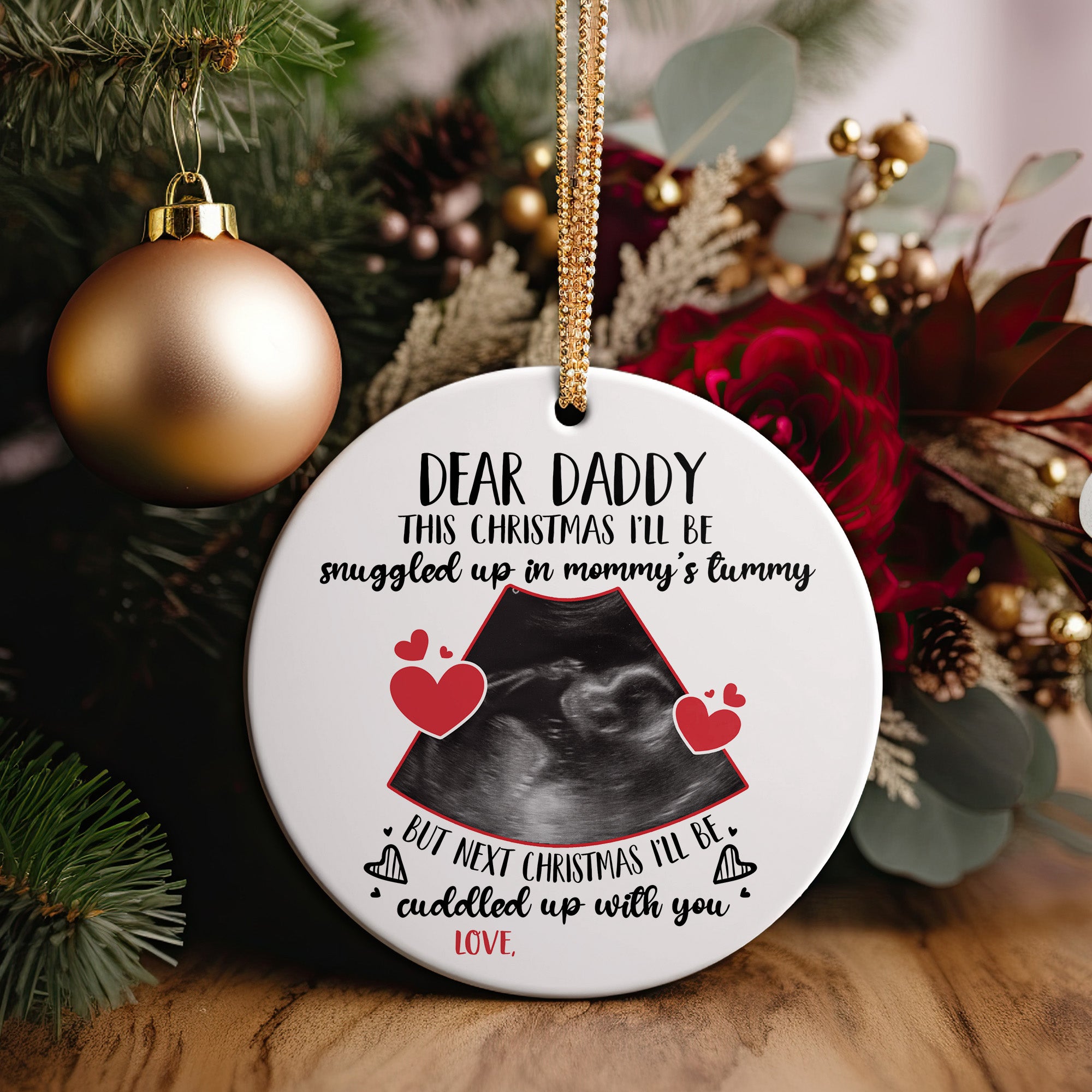 Personalized Dear Daddy Christmas Ornament with Ultrasound Design – Perfect Baby Announcement Gift for Expecting Parents - Image 5