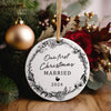 Personalized "Our First Christmas Married" 2024 Ceramic Ornament – Elegant Floral Design for Newlyweds - Image 5