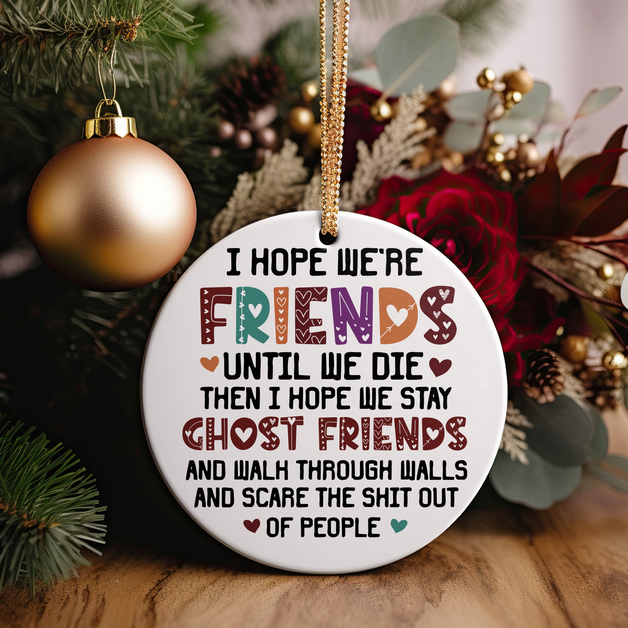 Personalized Friendship Ceramic Ornament – Funny Ghost Friends Design, Perfect Gift for Best Friends - Image 5
