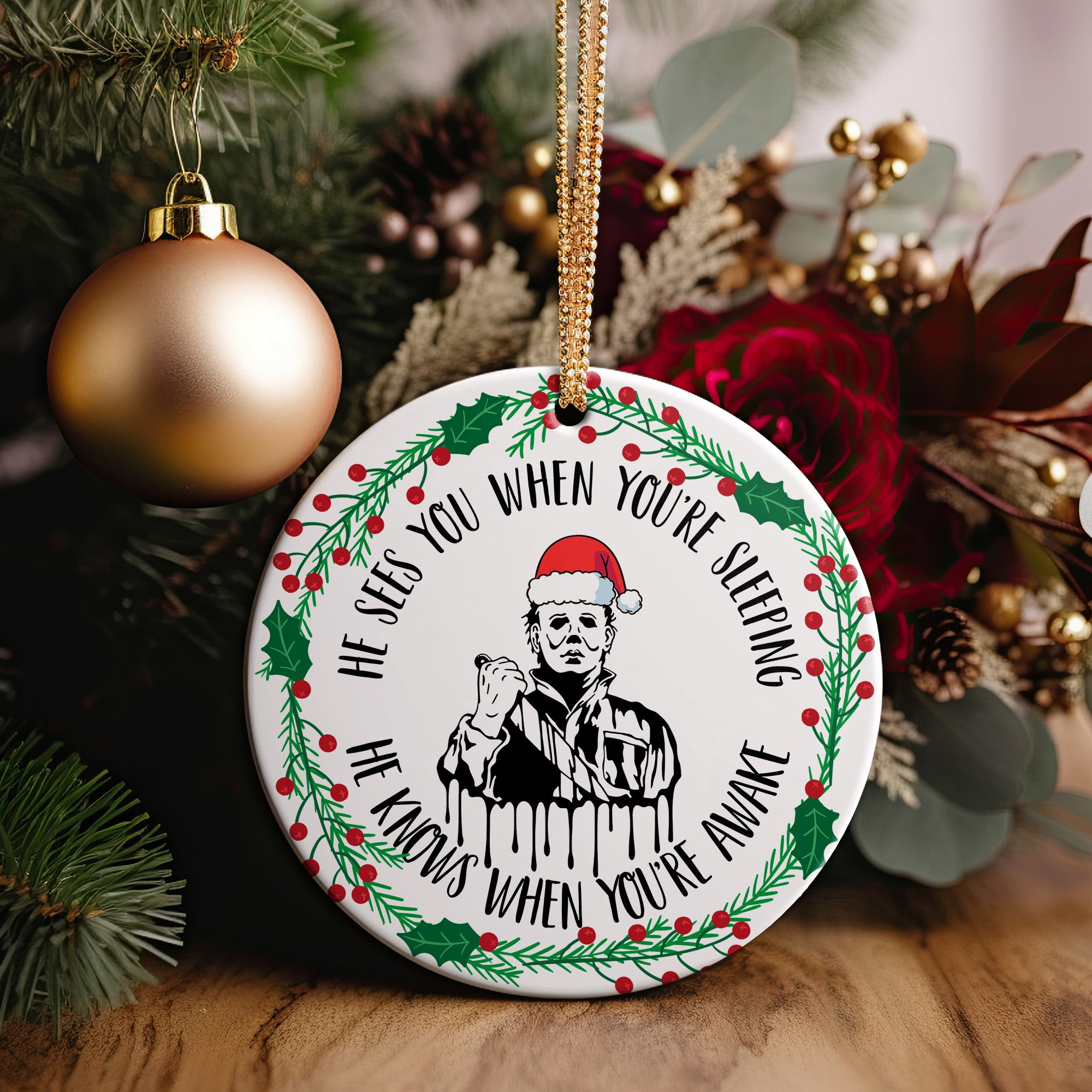 Personalized Handmade Ceramic Horror-Themed Christmas Ornament – Festive Holiday Decoration for Unique Gift-Giving - Image 5