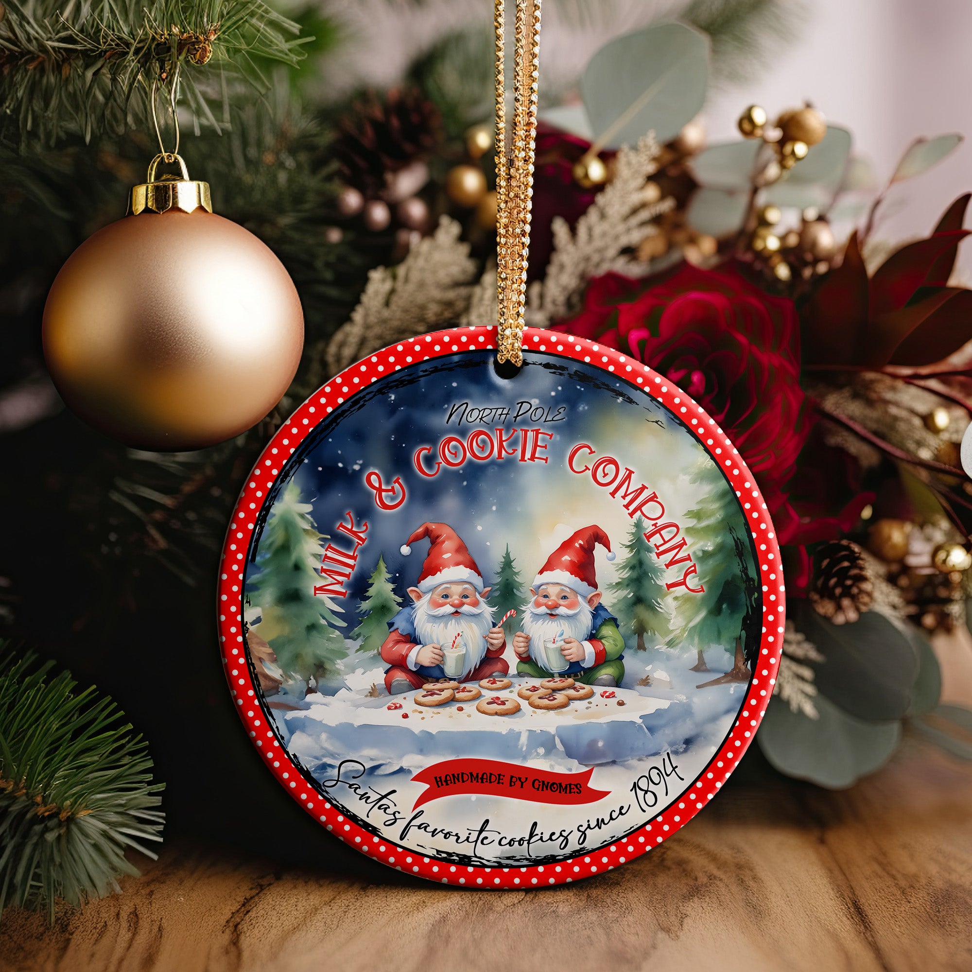 Enchanting Personalized Ceramic Ornament – Handmade Gnome Cookies Design for Christmas Delight - Image 5