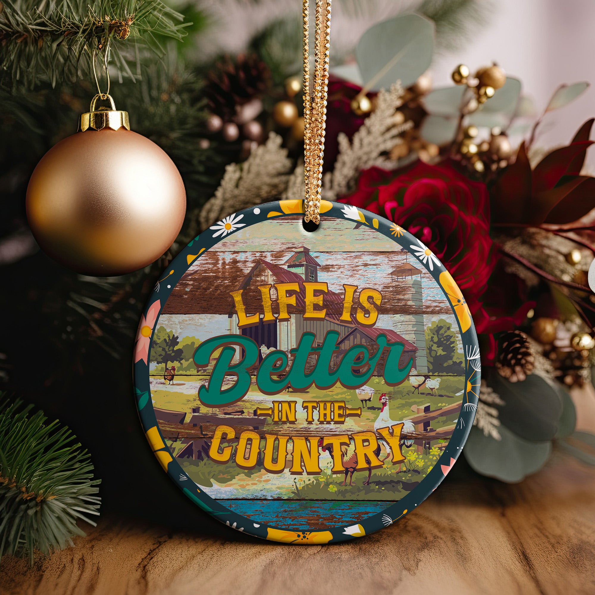 Personalized Rustic Ceramic Ornament - "Life is Better in the Country" - Perfect for Home Decor or Gift Giving - Image 5