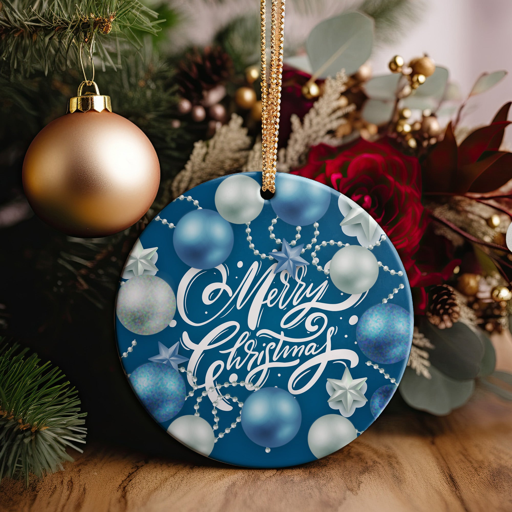 Elegant Personalized Merry Christmas Ceramic Ornament – Handcrafted Holiday Decor with Customization for the Perfect Gift - Image 5