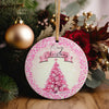Personalized Pink Christmas Tree Ceramic Ornament - Custom Holiday Decoration with Festive Design, Perfect Gift for Her - Image 5