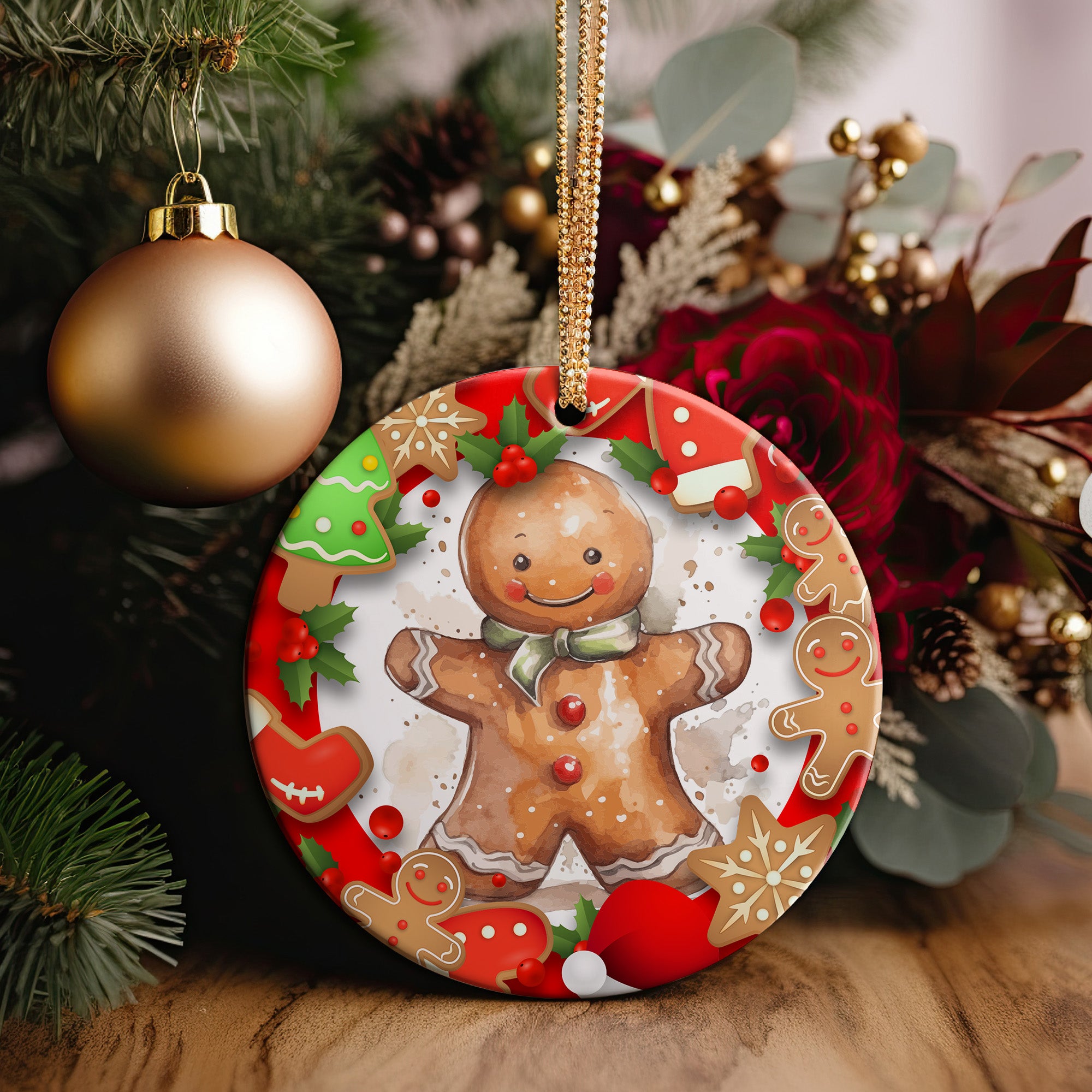 Personalized Gingerbread Man Ceramic Ornament - Handcrafted Christmas Keepsake with Festive Design - Image 5