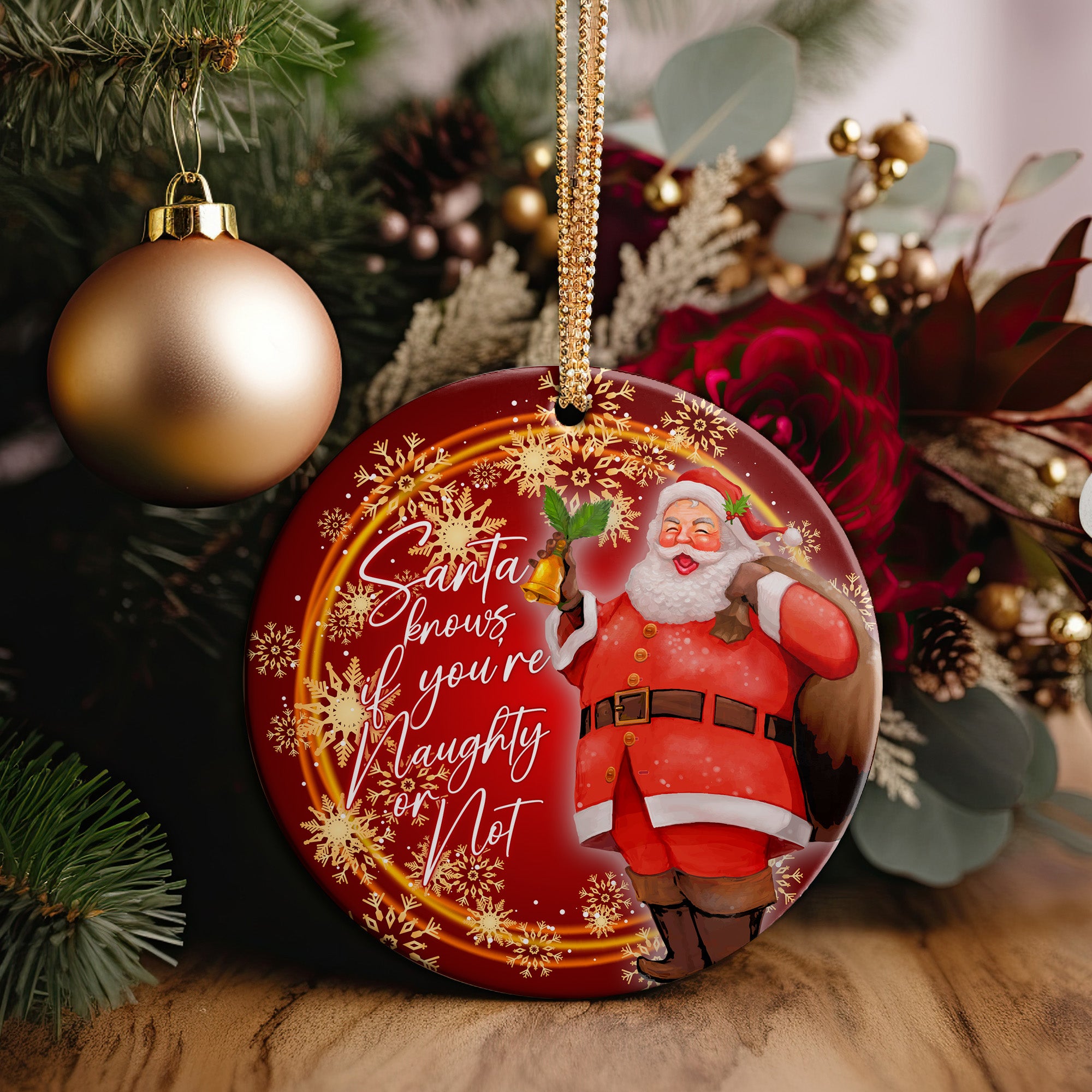 Personalized Christmas Ceramic Ornament - "Santa Knows" Design for a Festive Holiday Touch - Perfect Custom Gift - Image 5