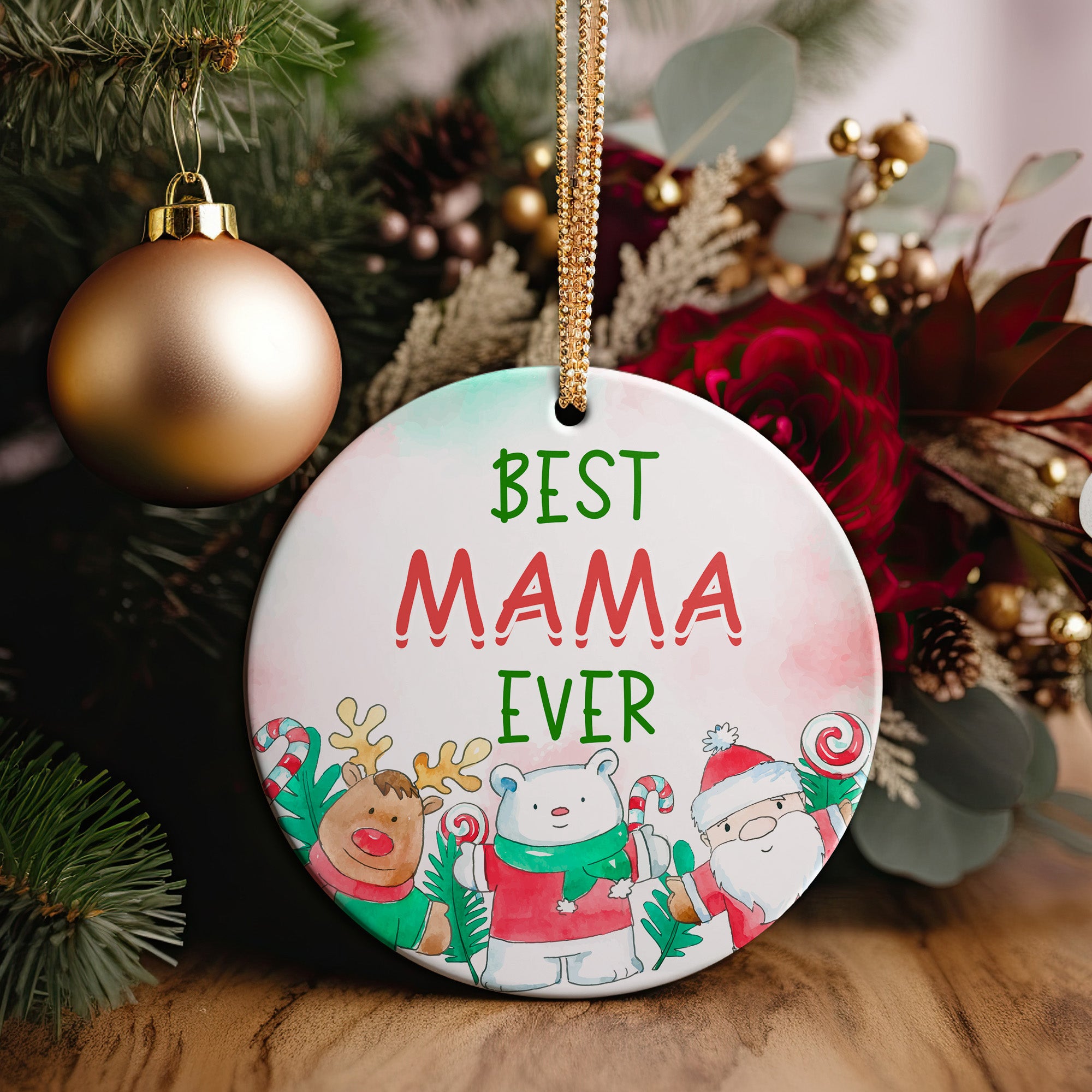 Customizable "Best Mama Ever" Ceramic Ornament – Handcrafted Holiday Decoration Perfect for Mother's Day, Christmas, and Special Occasions - Image 5