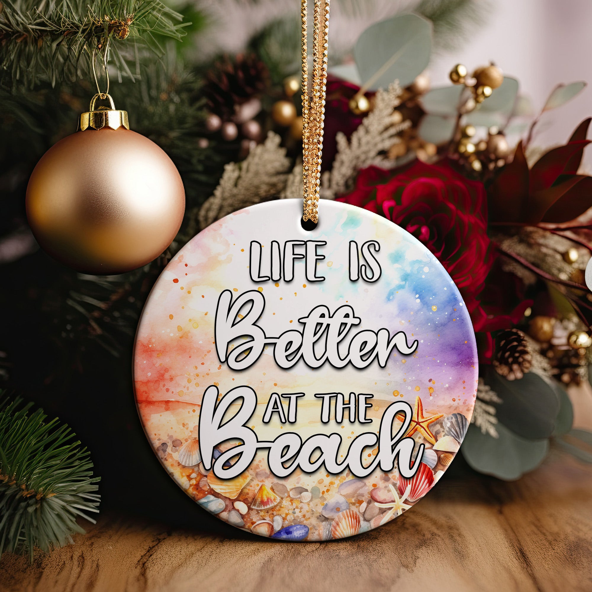Personalized "Life is Better at the Beach" Ceramic Ornament – Handcrafted Coastal Decor for Beach Lovers - Image 5