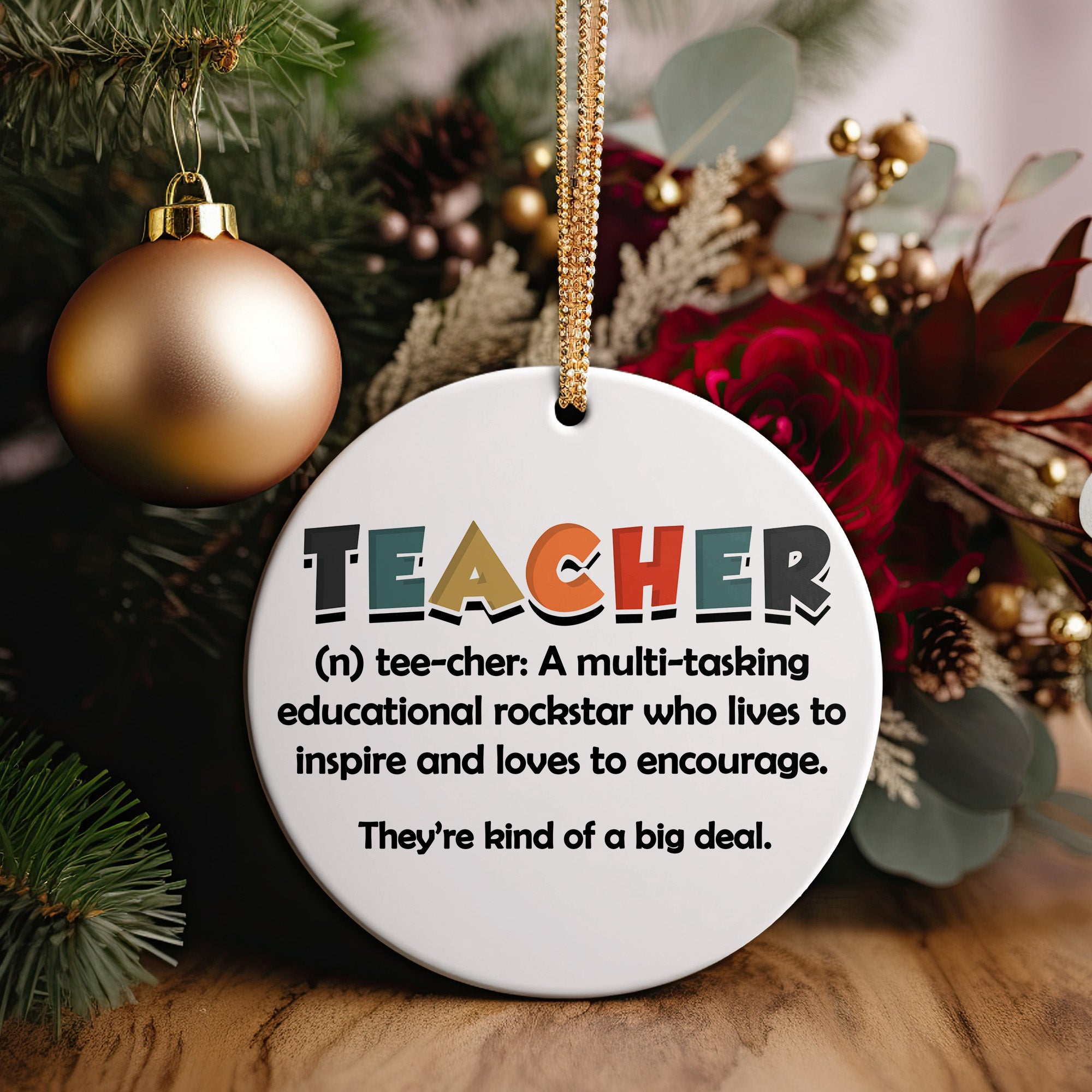 Personalized Teacher Appreciation Ceramic Ornament – Multi-Color Definition Design for Inspiring Educators - Image 5