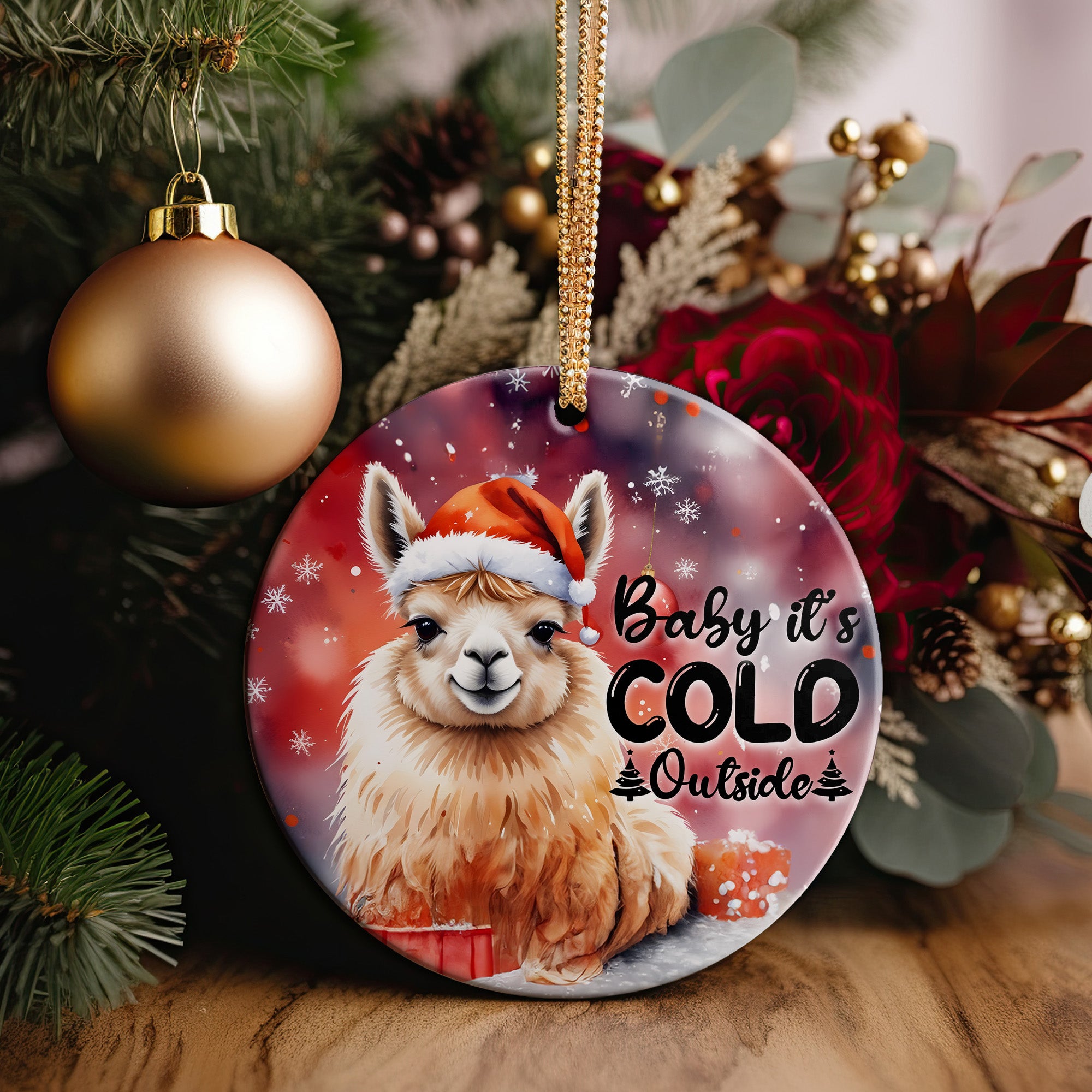 Personalized Llama Christmas Ornament - Festive Ceramic Decoration with Custom Message for Holiday Gifting - Image 5