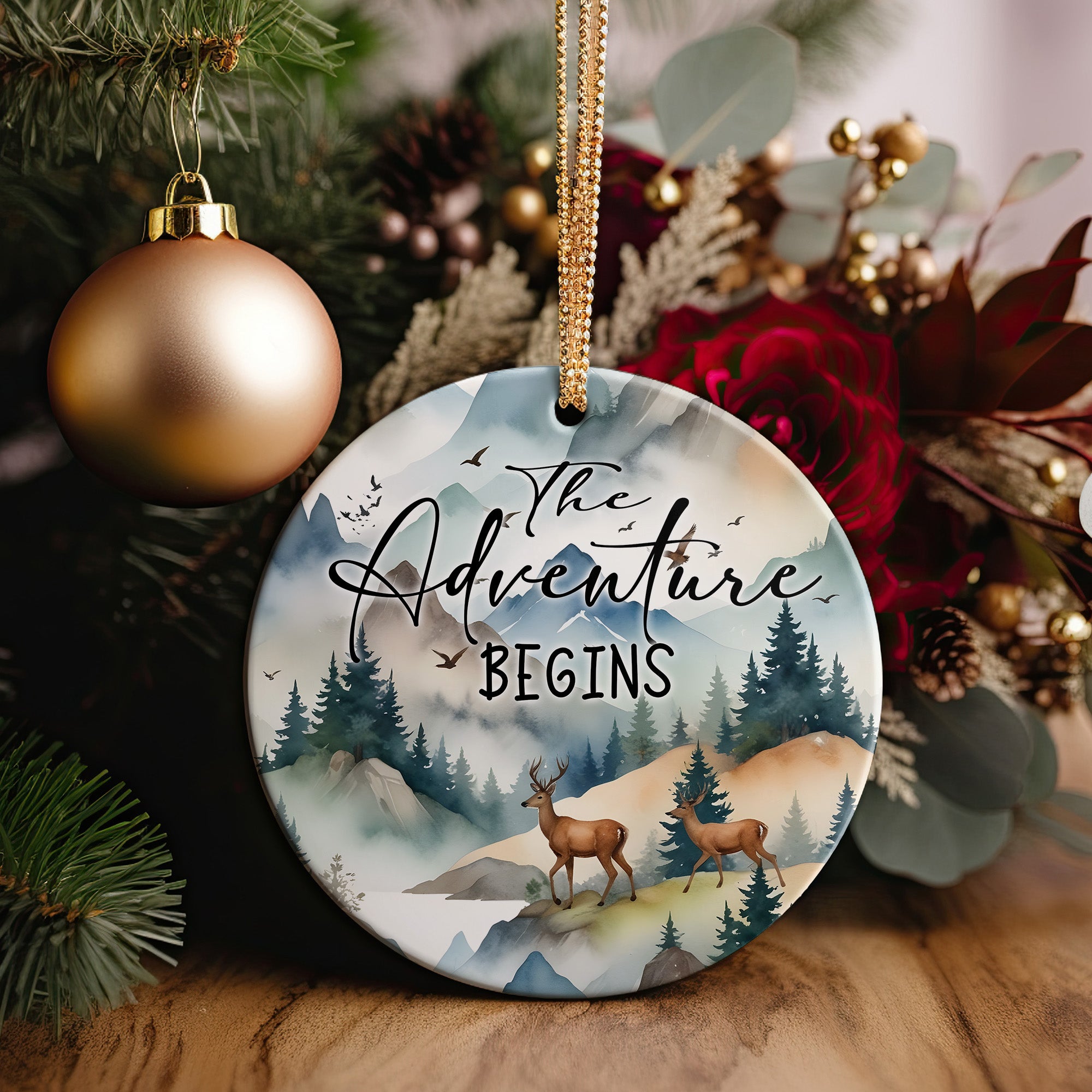 Personalized Ceramic Ornament - "The Adventure Begins" - Handcrafted Keepsake Gift for Nature Lovers - Image 5