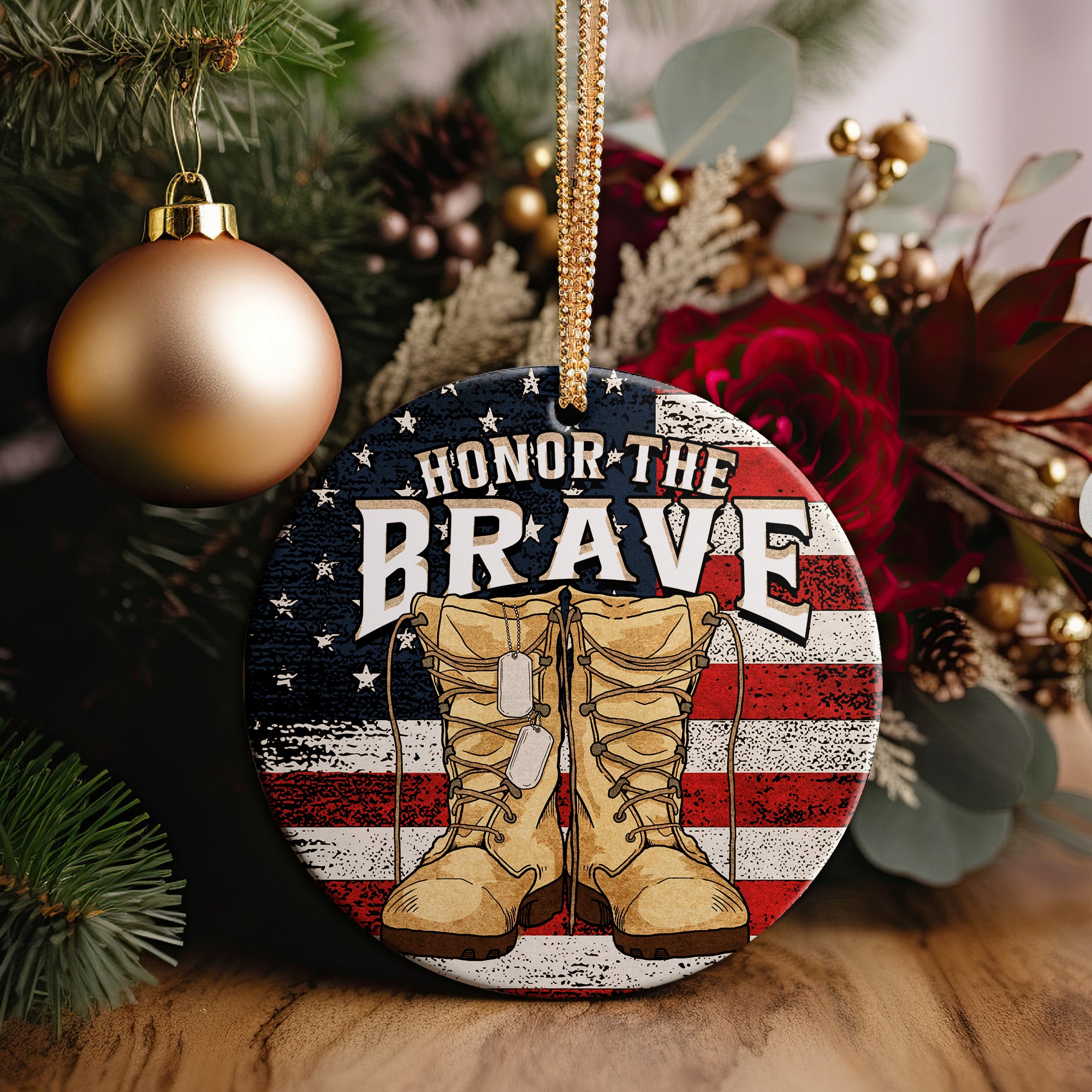 Personalized "Honor the Brave" Ceramic Ornament - Handmade Military Tribute, Perfect for Veterans & Memorial Gifts - Image 5