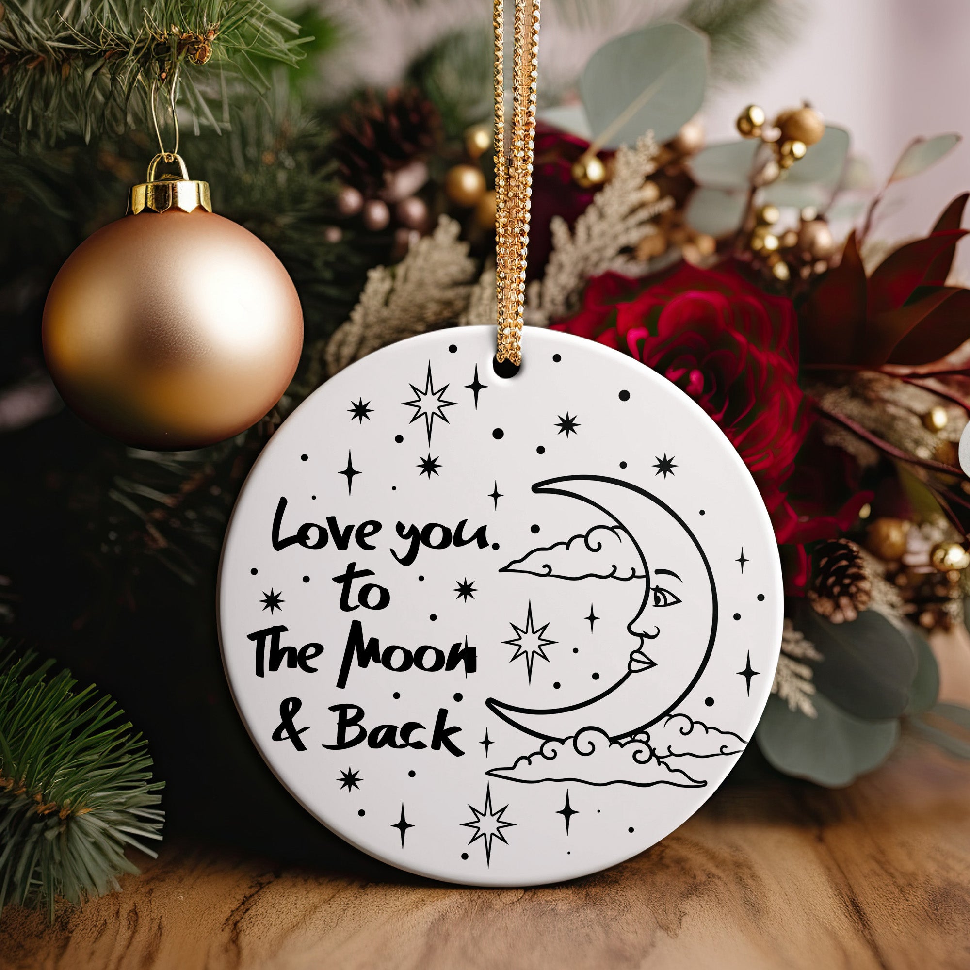 Personalized "Love You to the Moon & Back" Ceramic Ornament - Handcrafted Gift for Any Occasion - Image 5