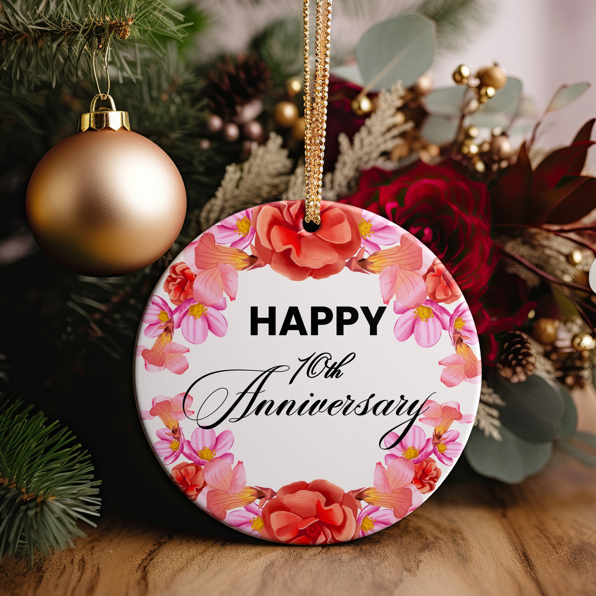 Celebrate Milestones with Our Personalized 10th Anniversary Ceramic Ornament - Perfect Handmade Gift for Loved Ones - Image 5