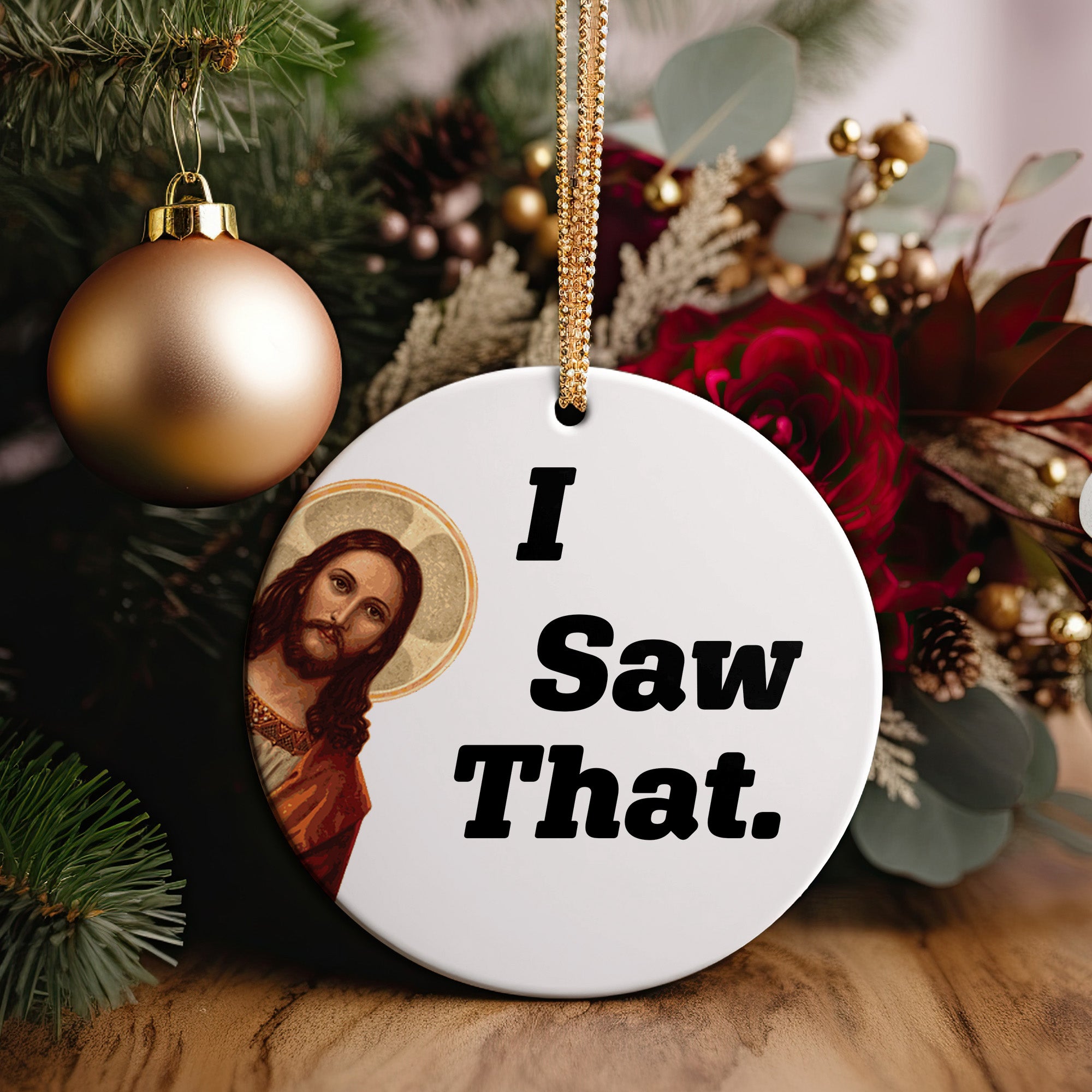 Personalized "I Saw That" Ceramic Ornament – Handcrafted Holiday Decor with Custom Engraving - Image 5