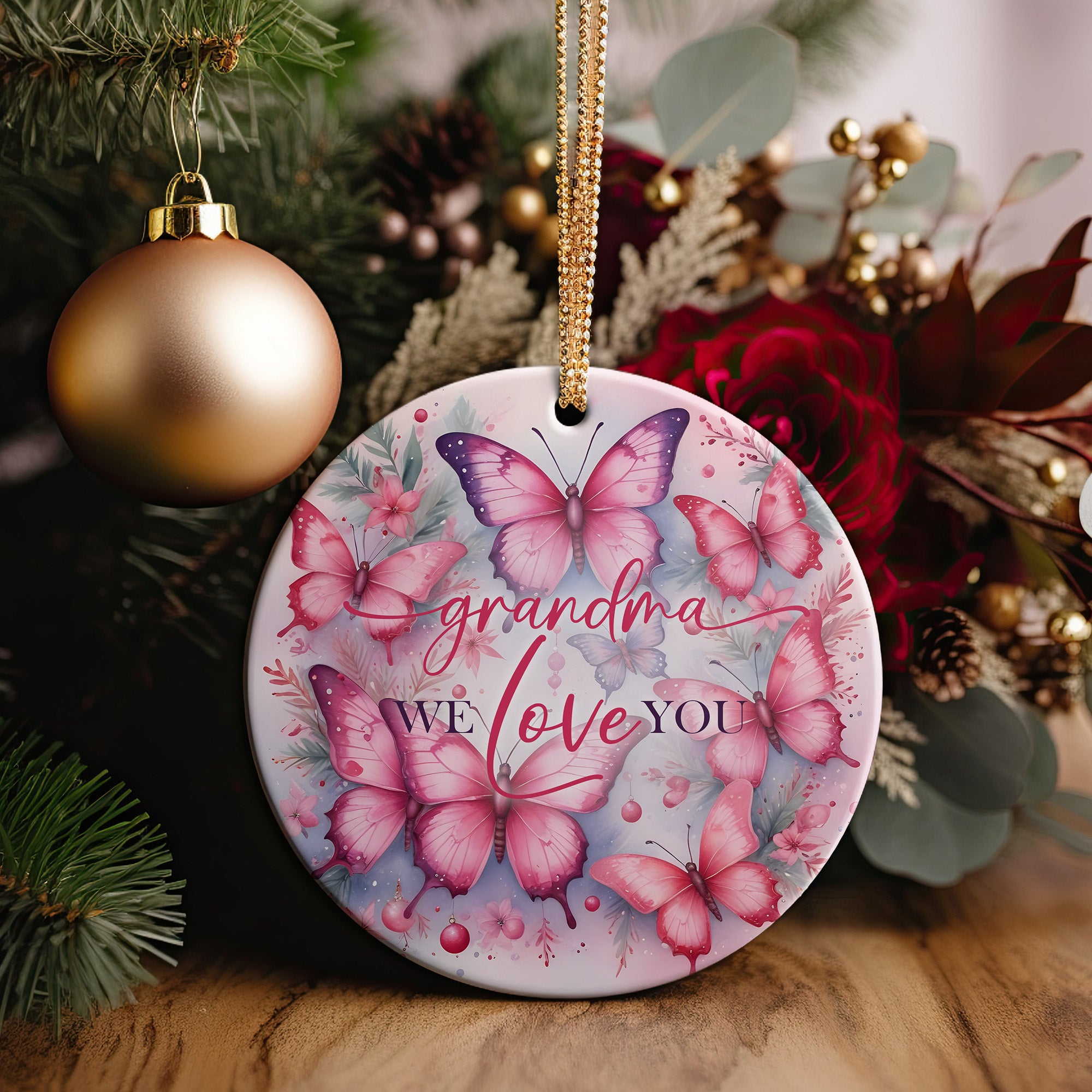 Personalized "Grandma, We Love You" Ceramic Ornament - Handcrafted Butterfly Design for Lasting Memories and Heartfelt Gift-Giving - Image 5
