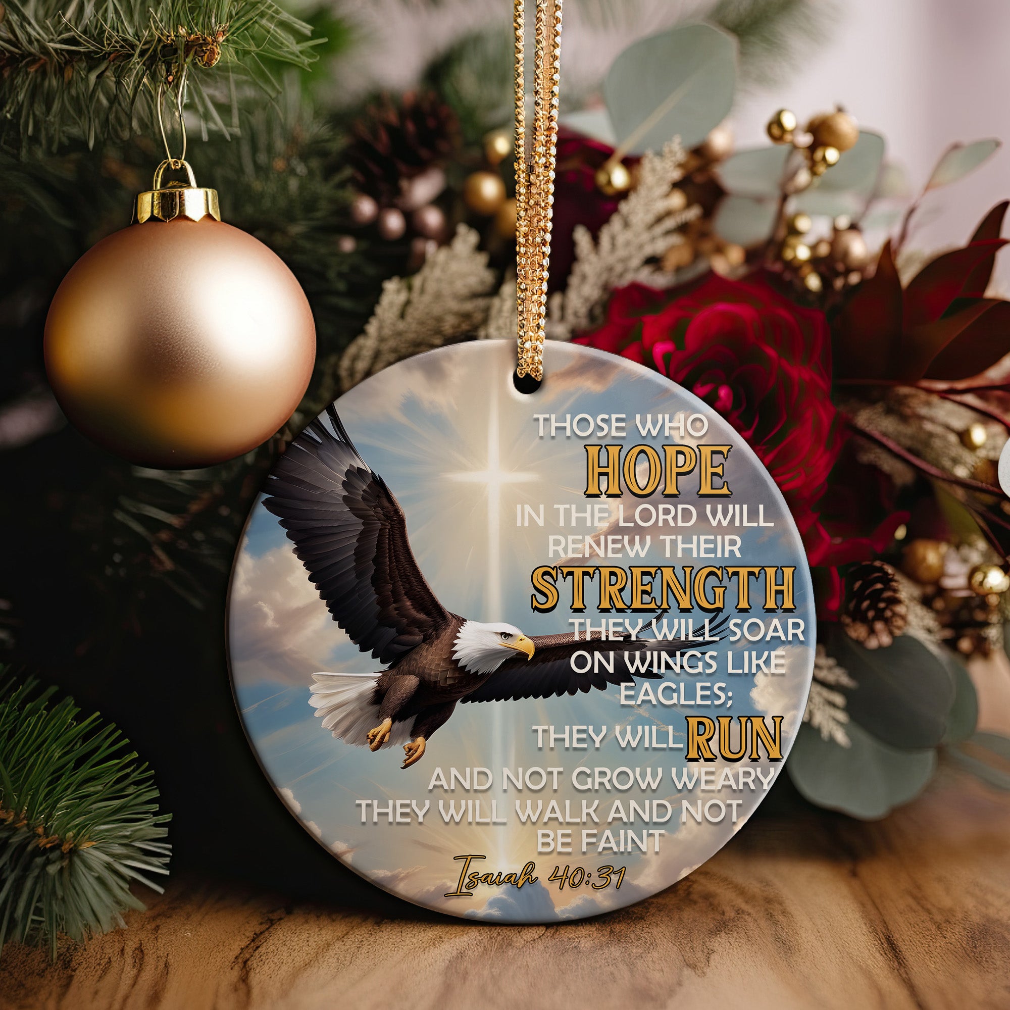 Personalized Eagle Faith Ceramic Ornament – Inspirational Isaiah 40:31 Decor, Perfect for Uplifting Gifts - Image 5