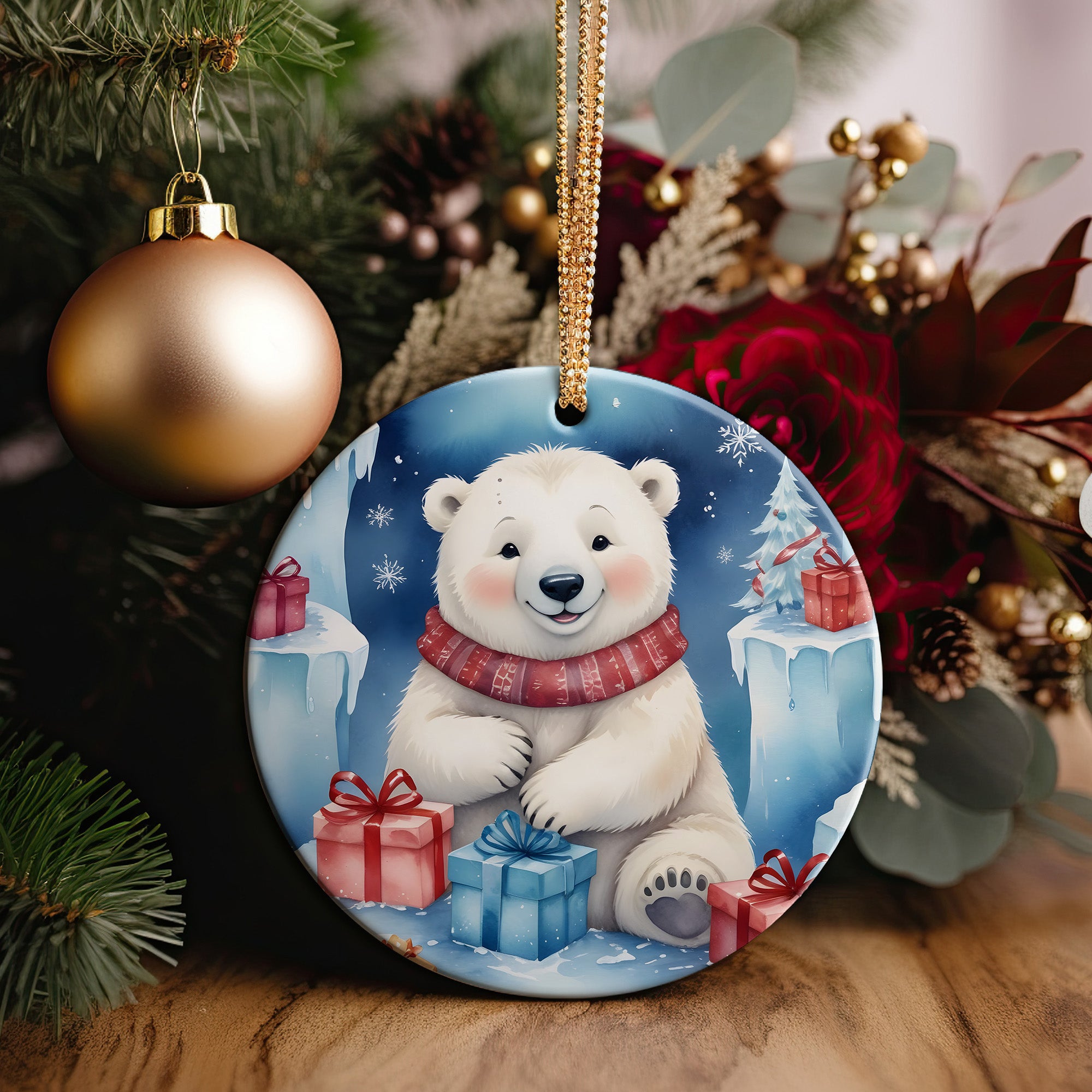 Personalized Polar Bear Christmas Ornament – Handmade Ceramic Gift with Cute Winter Design for Holiday Magic - Image 5