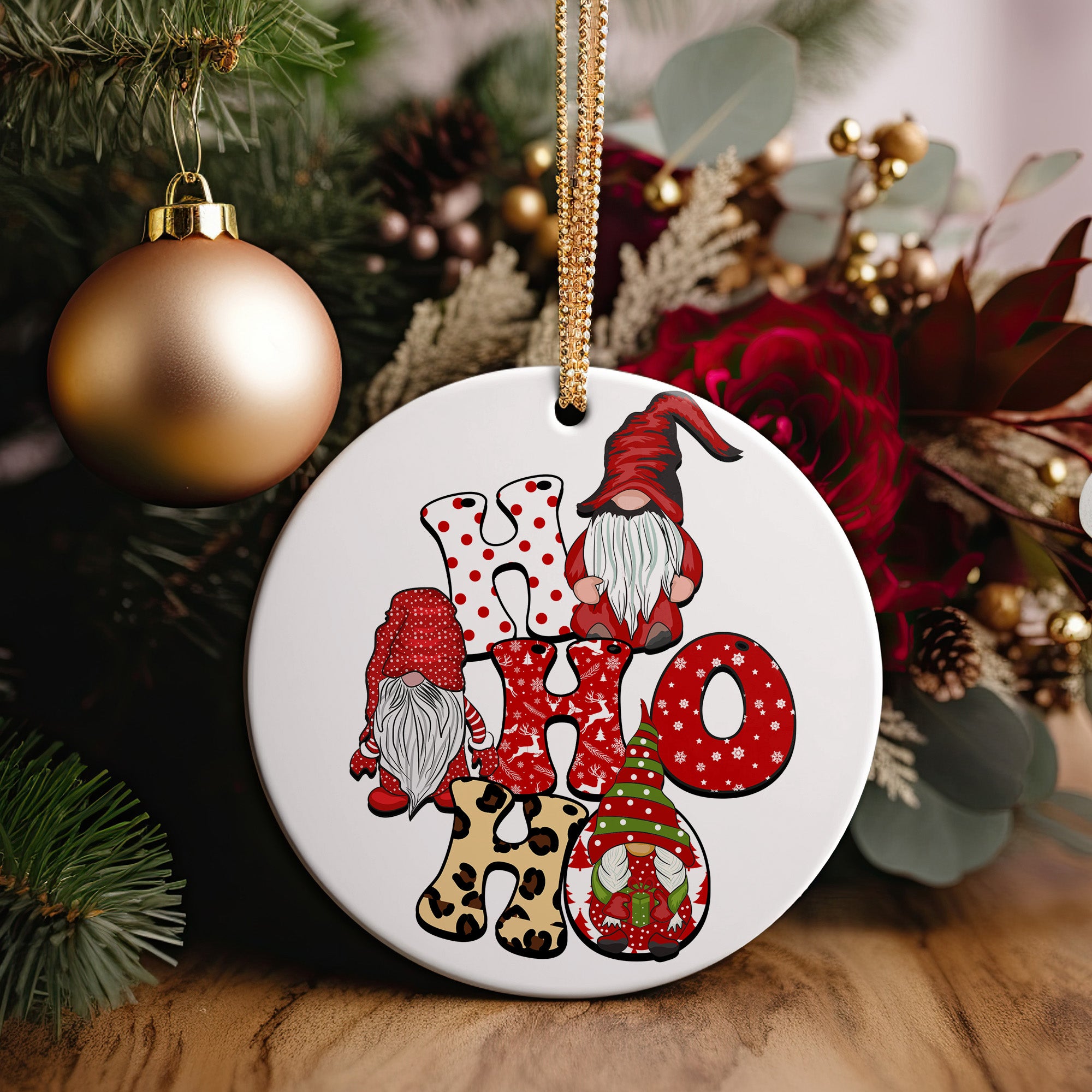 Personalized Santa Gnome Ceramic Ornament - Festive Holiday Decor with Customization Options for Christmas Tree - Image 5