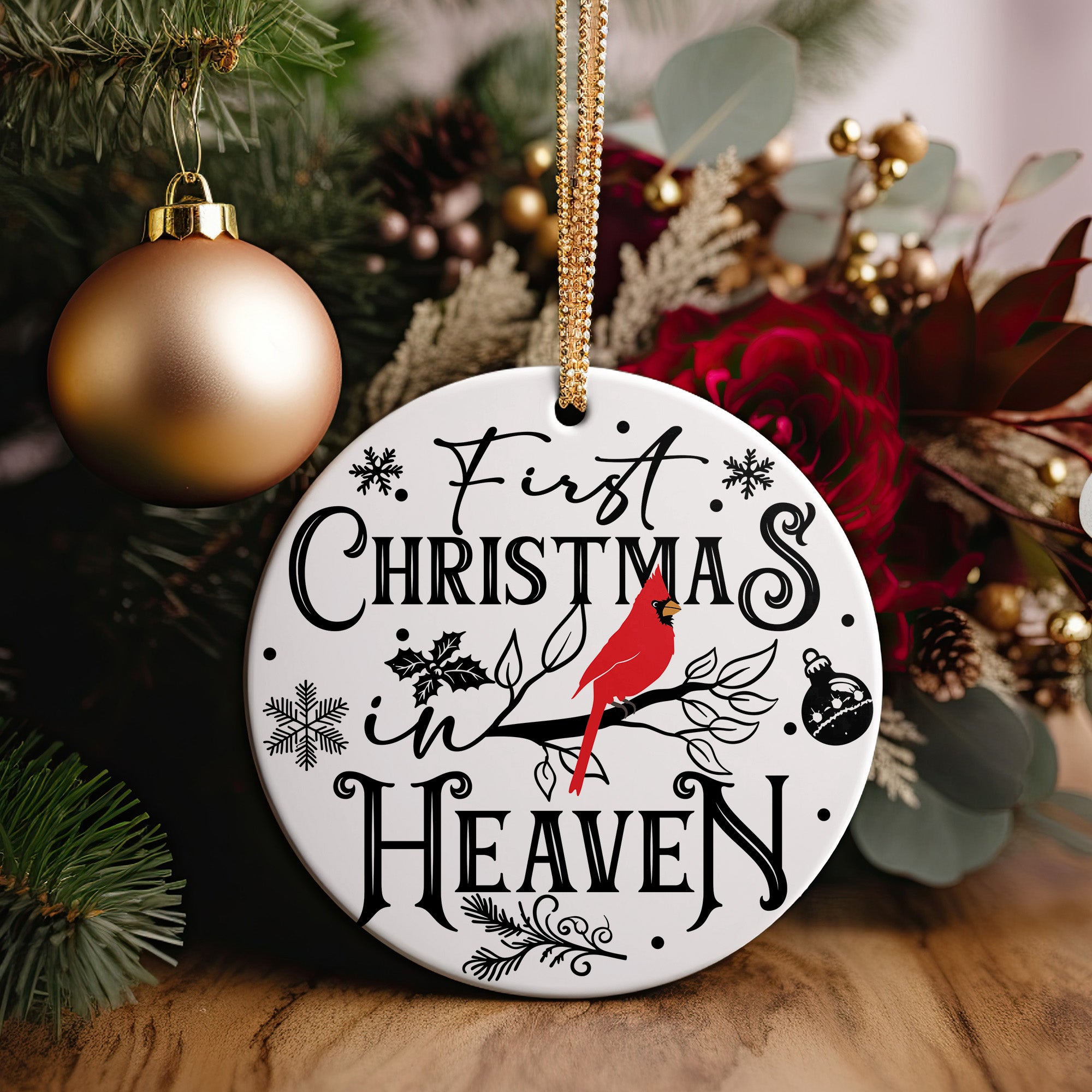 Personalized "First Christmas in Heaven" Ceramic Ornament with Cardinal Design - Thoughtful Memorial Gift - Image 5