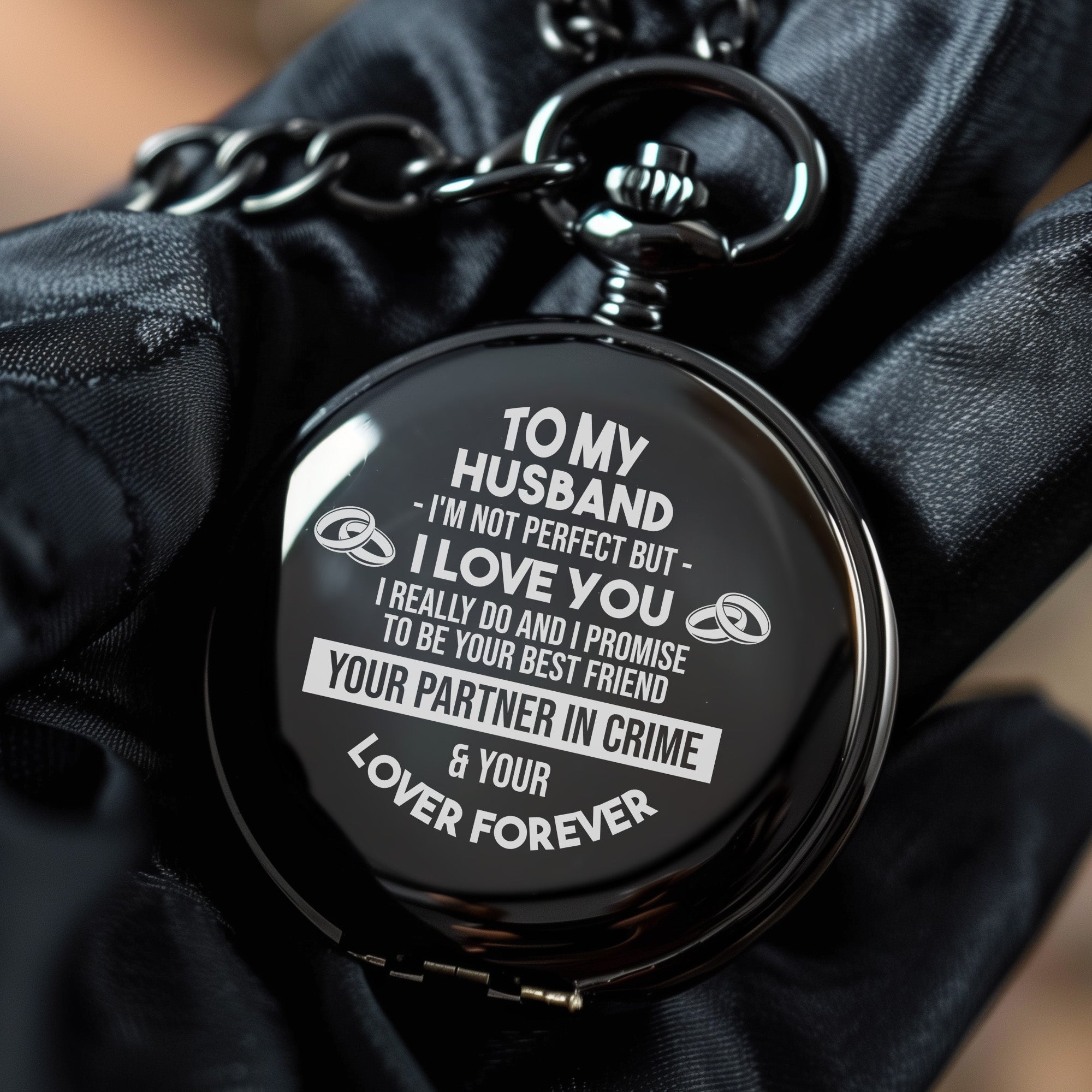 Timeless Love: Personalized Engraved Pocket Watch for Your Husband – Handmade Keepsake Gift - Image 5