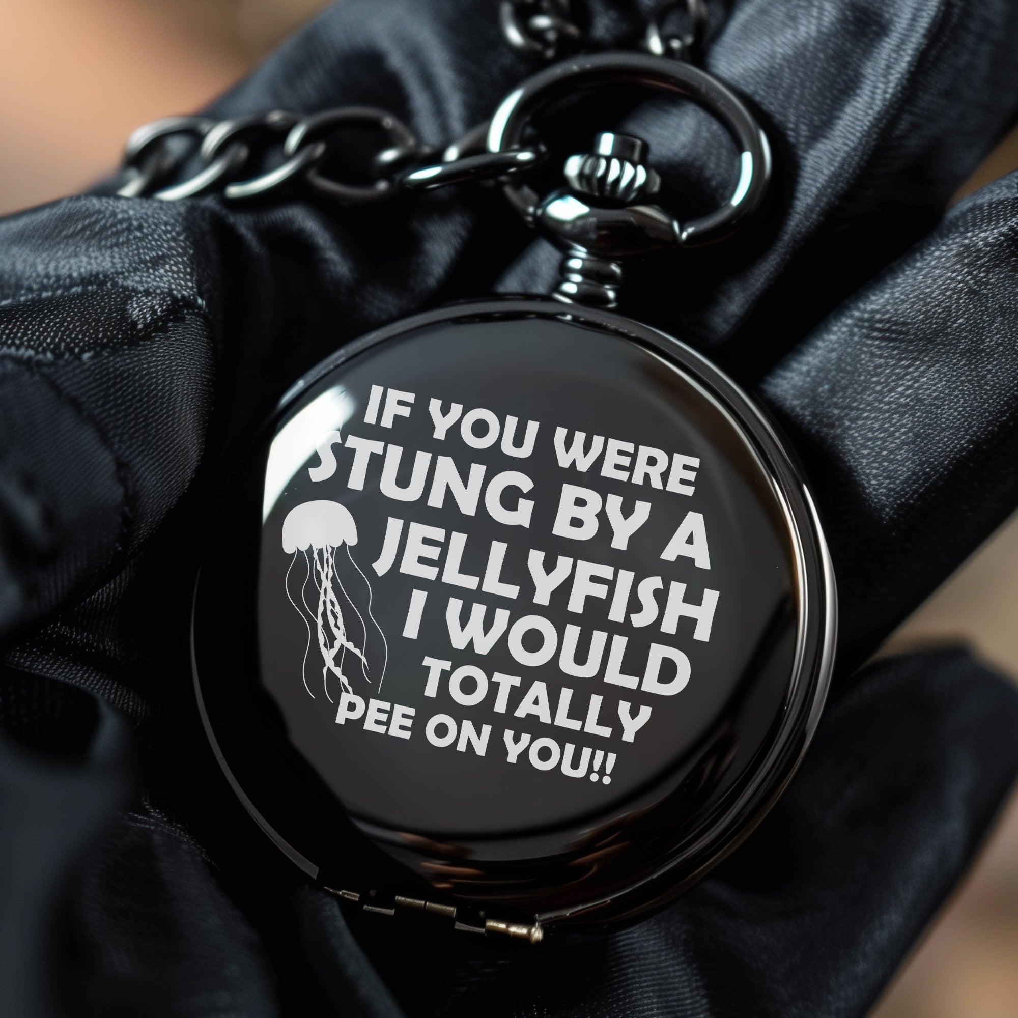 Personalized Pocket Watch with Humorous Jellyfish Quote - Perfect Handmade Gift for Friends - Image 5