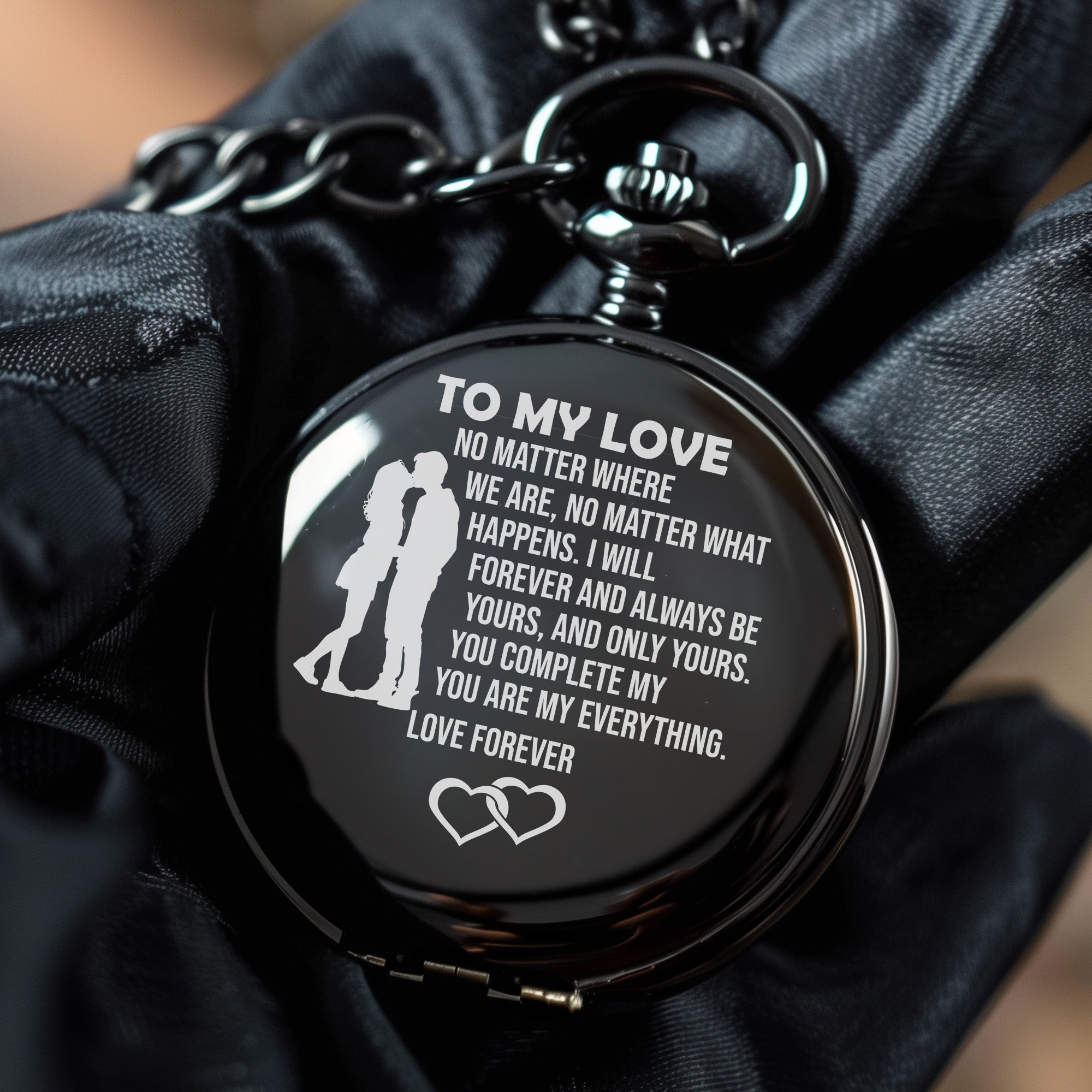 Personalized "To My Love" Engraved Pocket Watch - Timeless Gift for Him or Her - Perfect for Anniversaries, Birthdays, and Special Occasions - Image 5