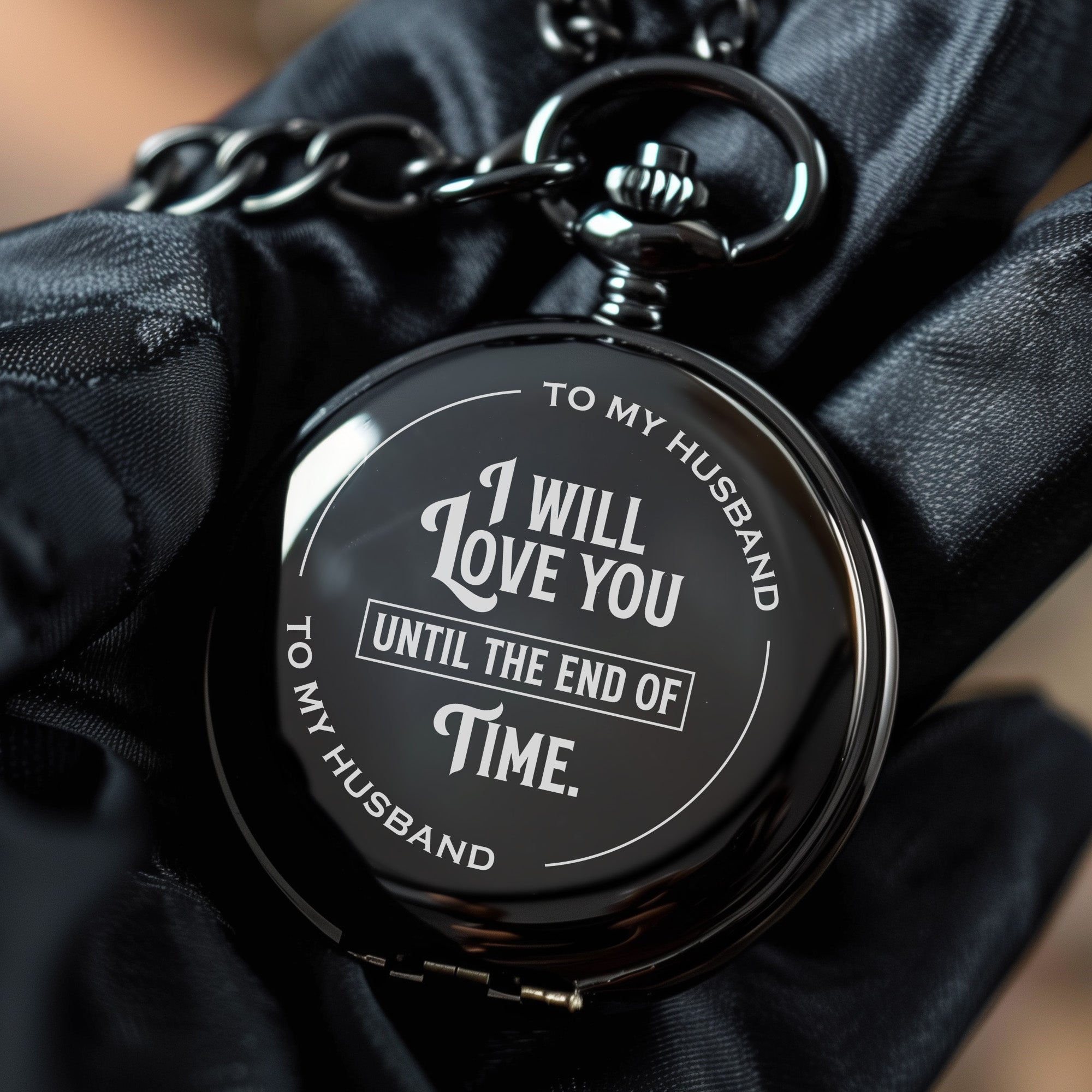 Personalized Engraved Pocket Watch for Husband - Timeless Gift of Love with Custom Message - Image 5