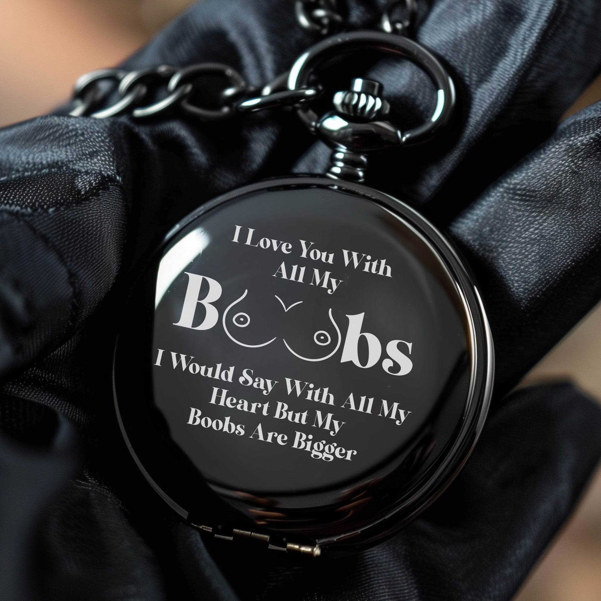 Personalized Engraved Pocket Watch with Humorous Message – Perfect Gift for Wife, Girlfriend, or Best Friend - Image 5