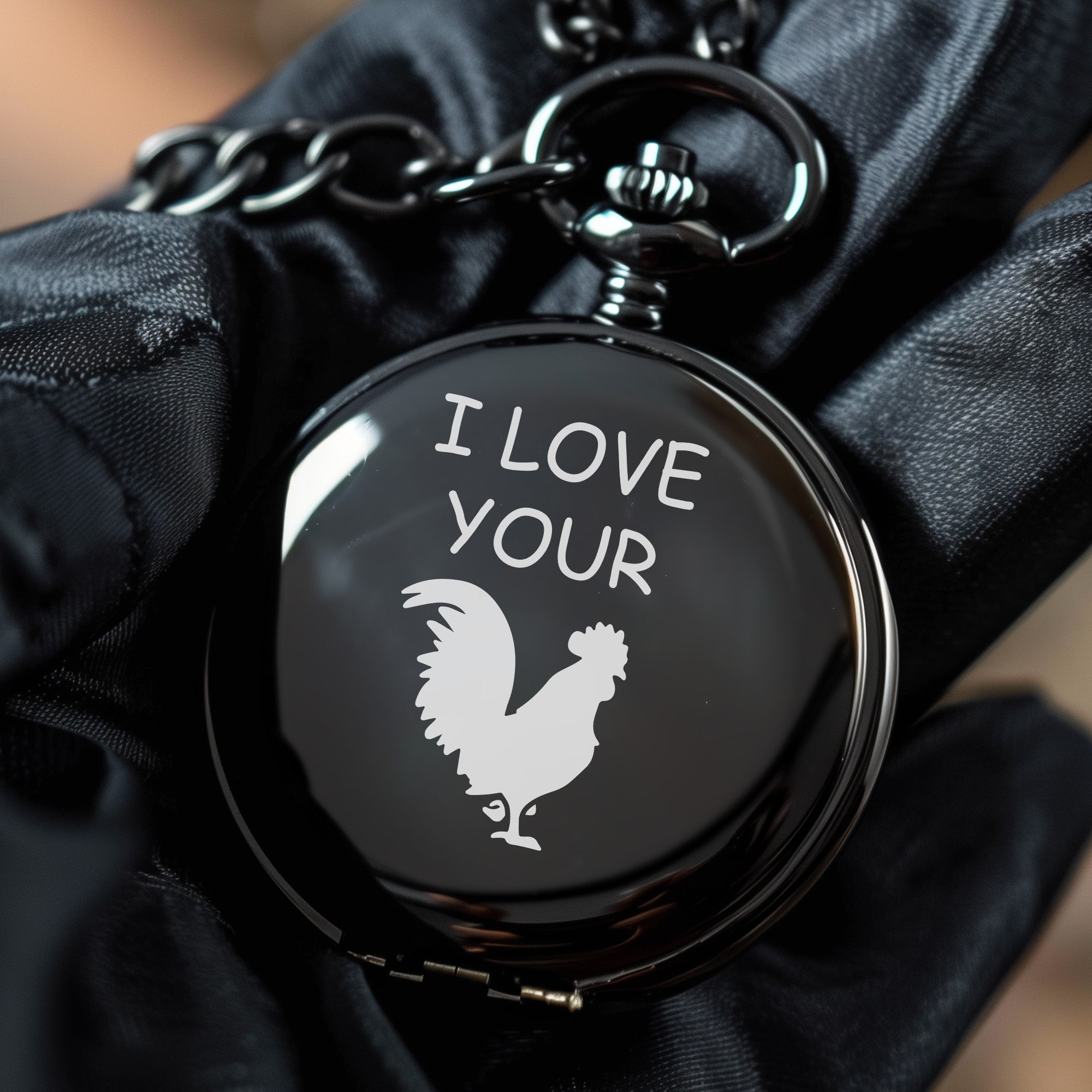Personalized Pocket Watch - "I Love Your" Design with Silhouette Art - Perfect Custom Gift for Special Occasions - Image 5