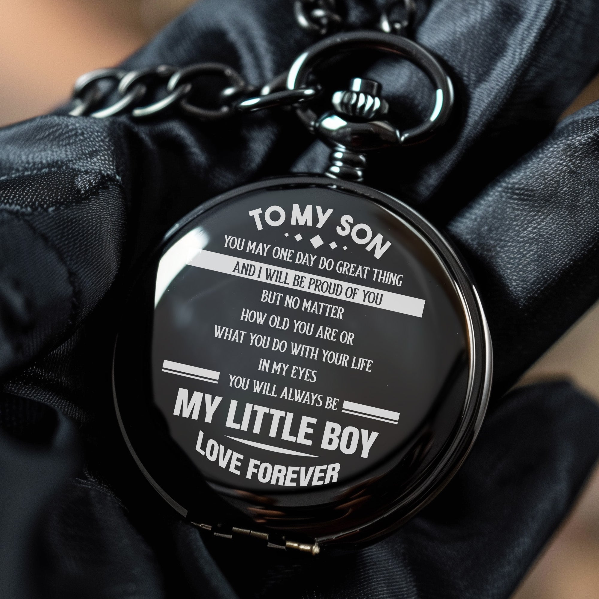 Personalized Engraved Pocket Watch for Sons - Timeless Keepsake Gift with Heartfelt Message and Premium Craftsmanship - Image 5