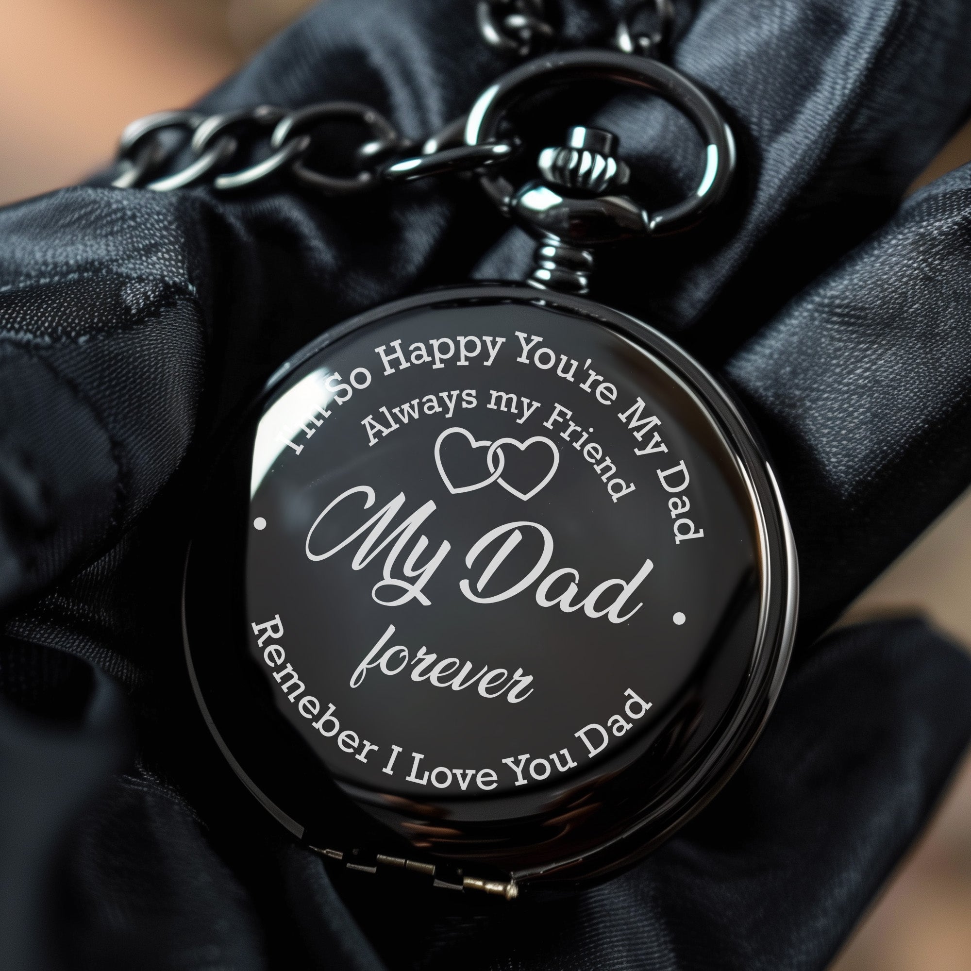 Personalized "My Dad Forever" Engraved Pocket Watch – Timeless Gift for Father's Day, Birthdays, and Special Occasions - Image 5