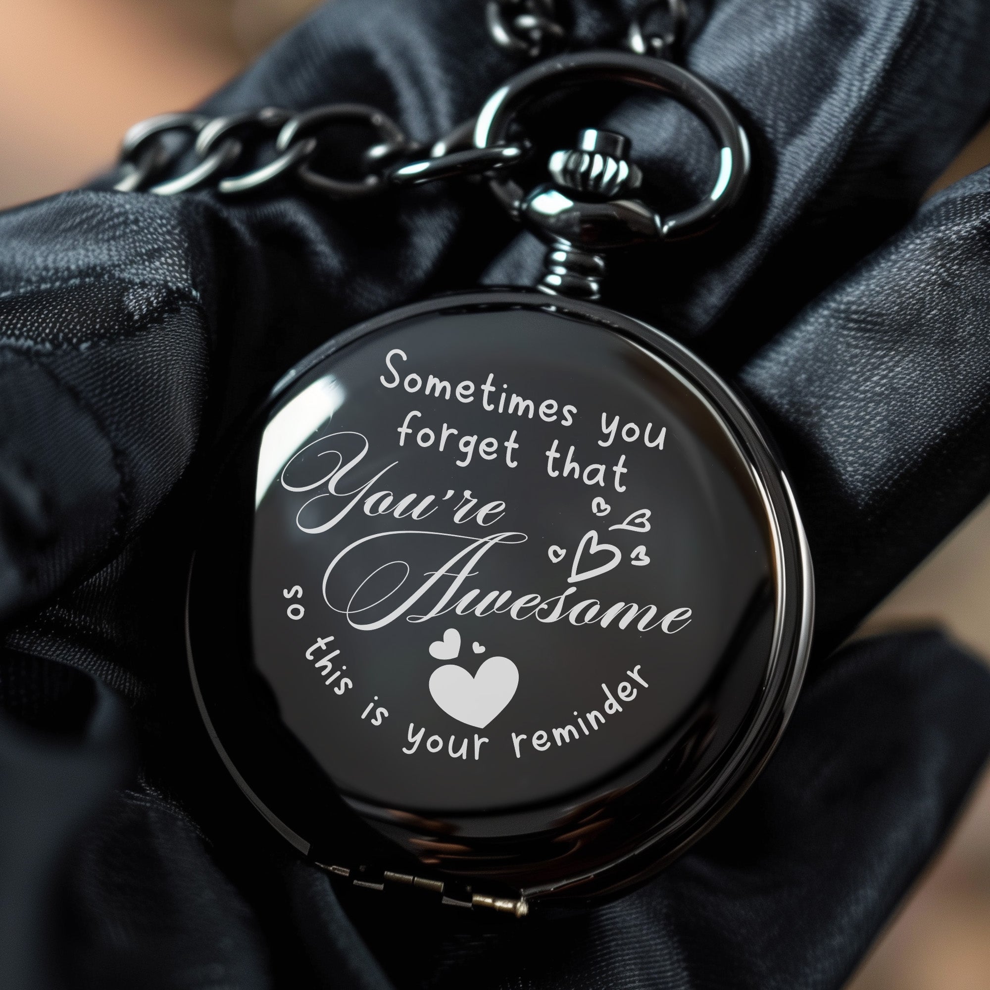 Personalized Engraved Pocket Watch with Heartfelt Message - Perfect Handmade Gift for Loved Ones - Image 5