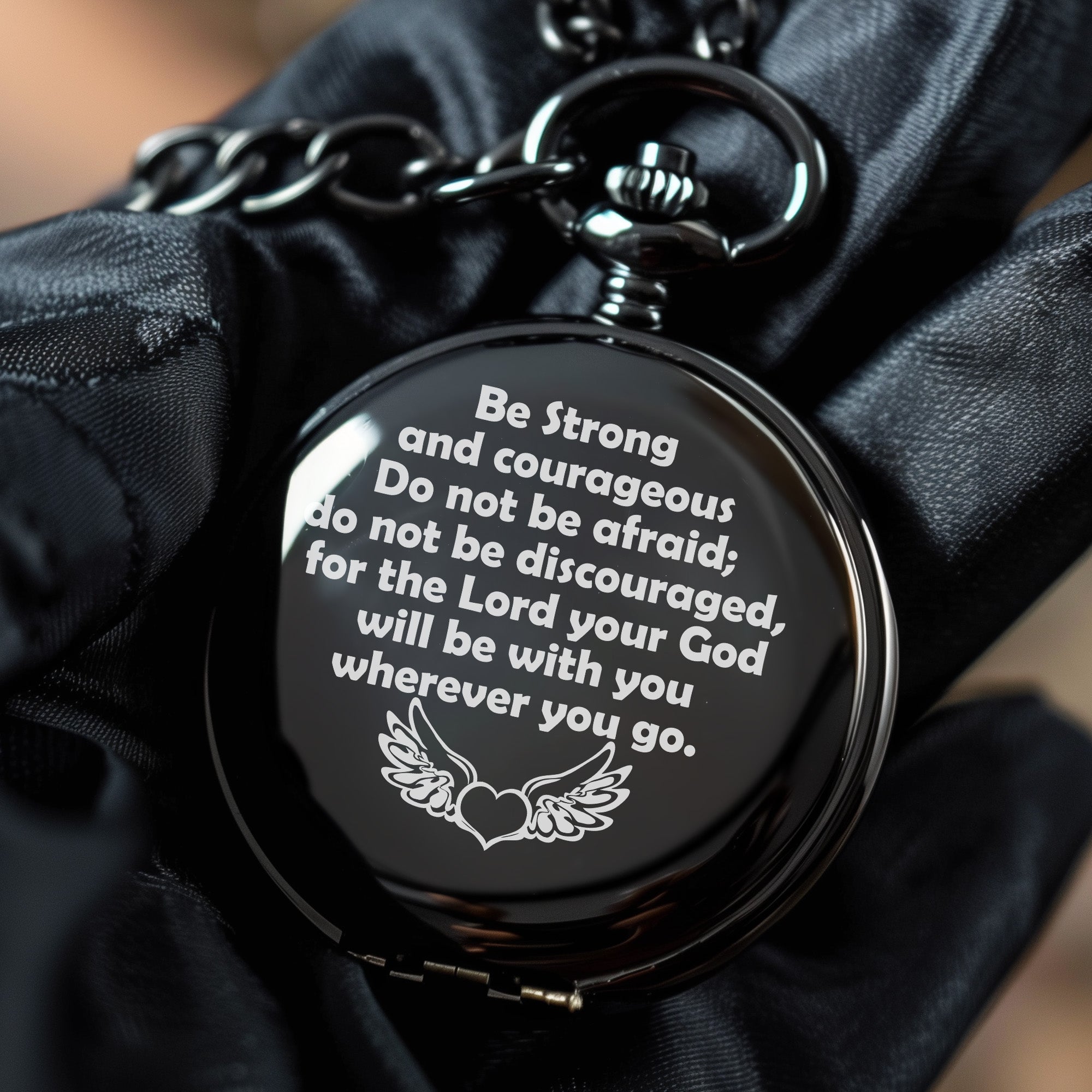 Personalized Inspirational Pocket Watch with Engraved Message - Handcrafted Gift for Courage and Faith – Ideal for Birthdays, Anniversaries, and Milestones - Image 5
