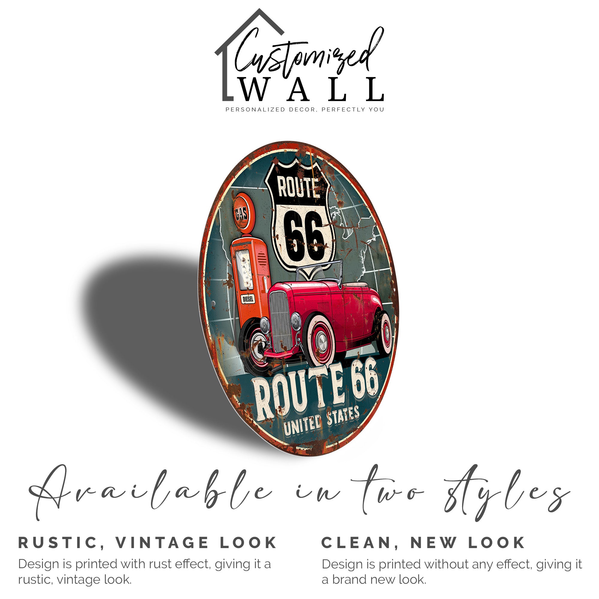 Personalized Route 66 Vintage Metal Sign - Customizable Road Trip Memorabilia for Classic Car Lovers - Image 5