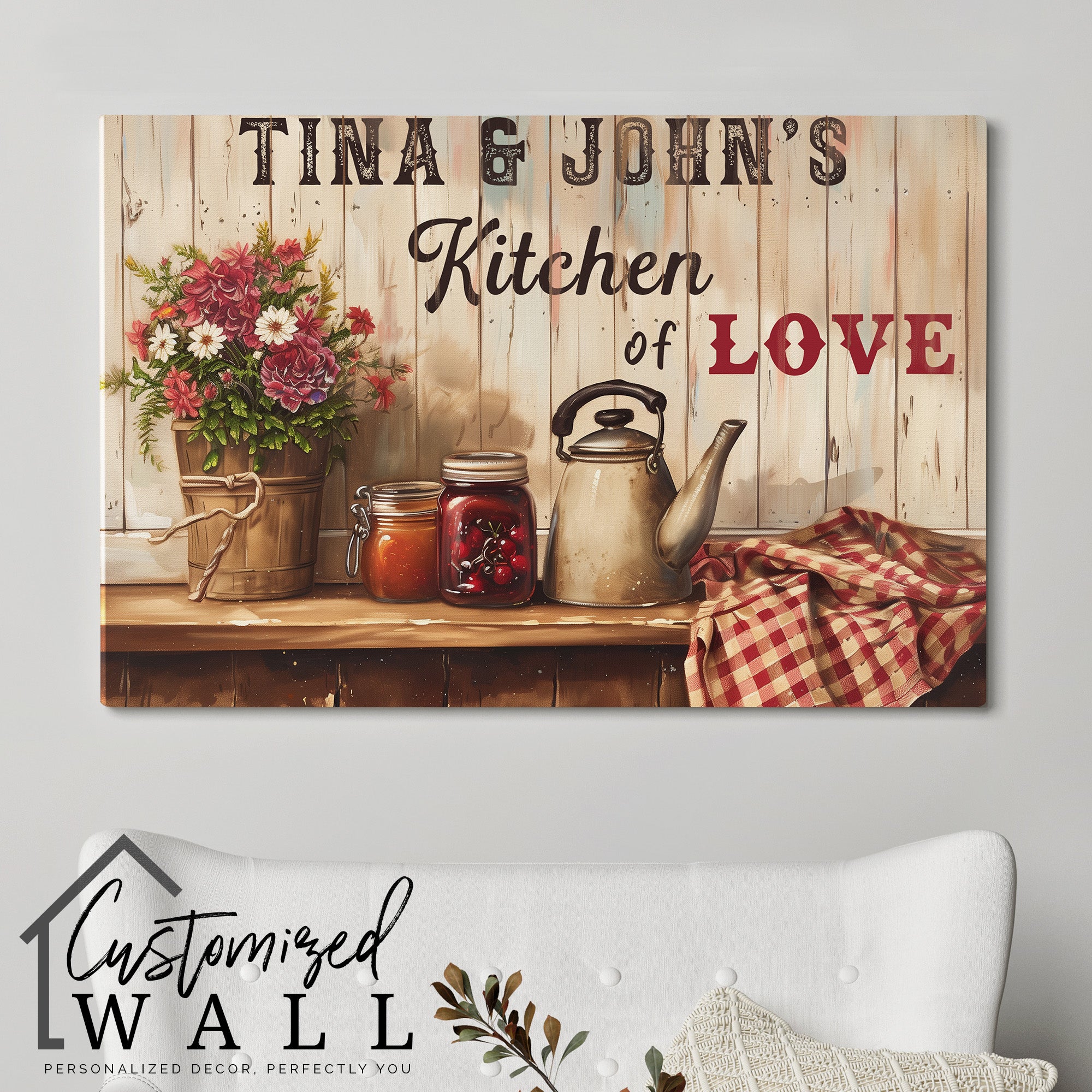 Personalized Rustic Kitchen Canvas Wall Art - Customize Your "Kitchen of Love" with Premium Materials and Heartfelt Design - Image 5
