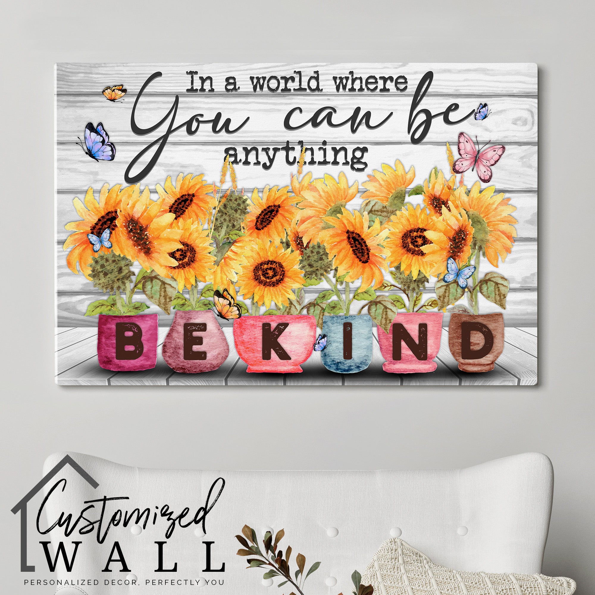Personalized Sunflower Wrapped Canvas: Uplifting "Be Kind" Message with Vibrant Colors - Perfect Gift for Any Occasion - Image 5