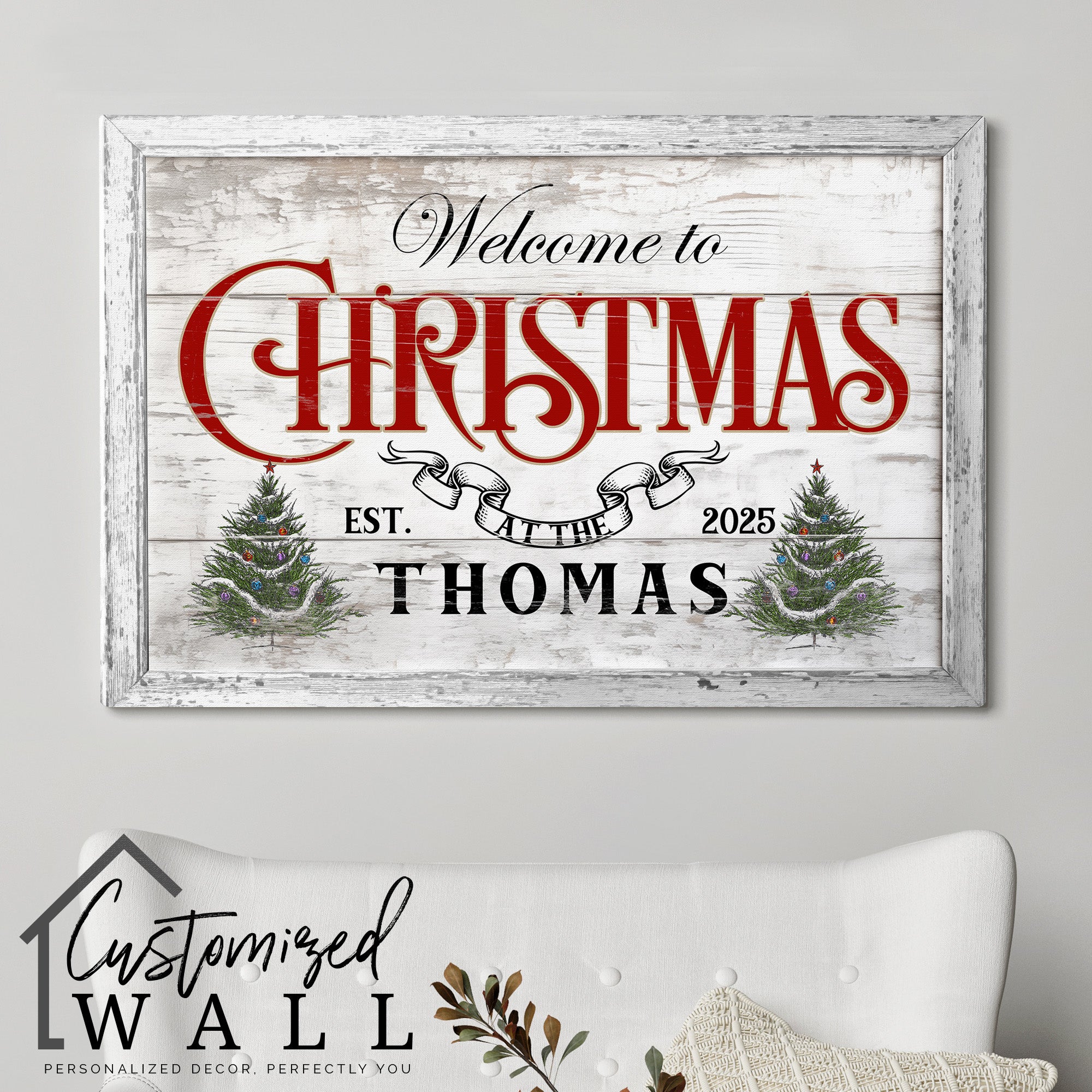 Personalized Christmas Welcome Canvas - Rustic Holiday Decor with Family Name and Established Year - Perfect Custom Gift - Image 5
