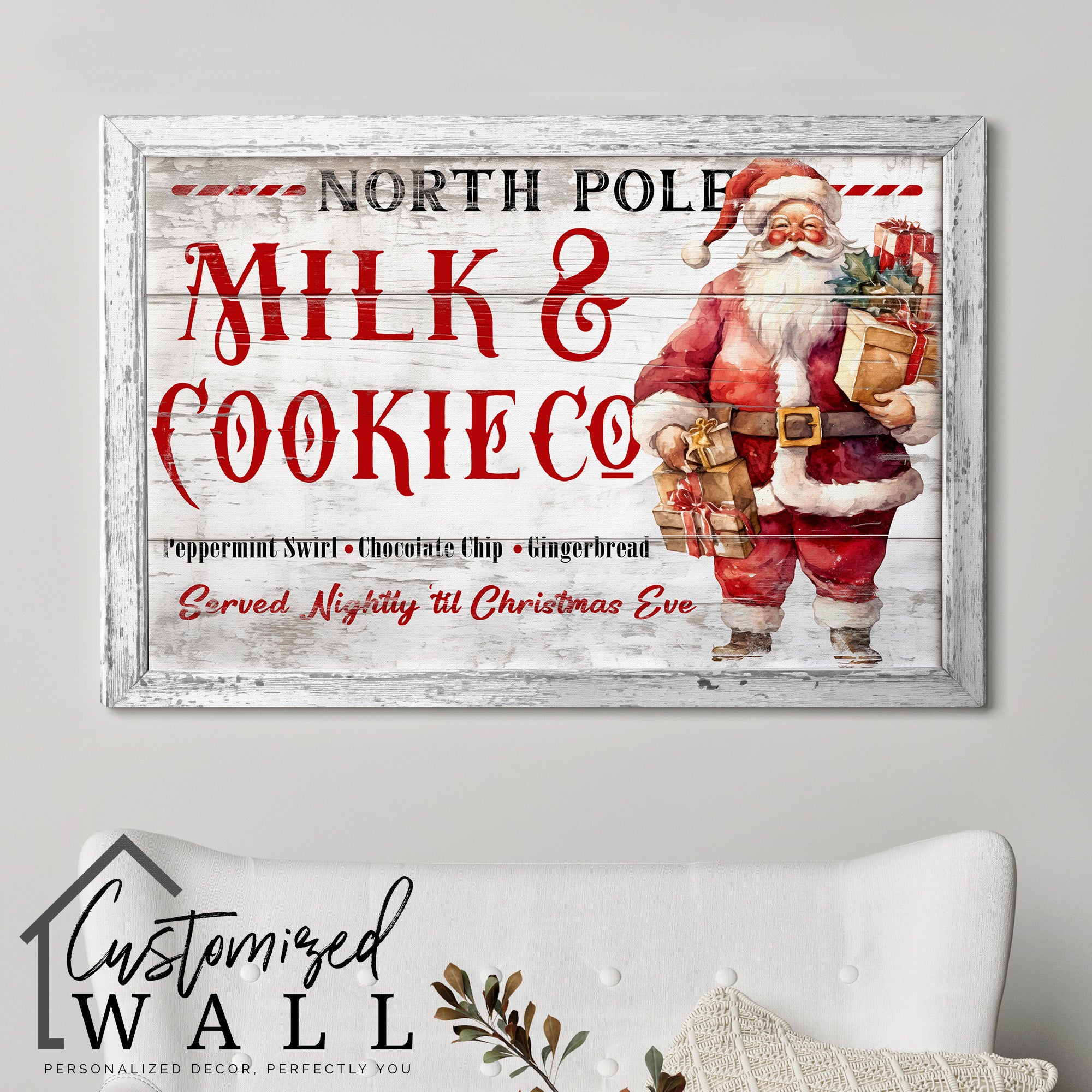Personalize Your Christmas with Custom North Pole Milk & Cookie Co Wrapped Canvas - Ideal Holiday Gift - Image 5