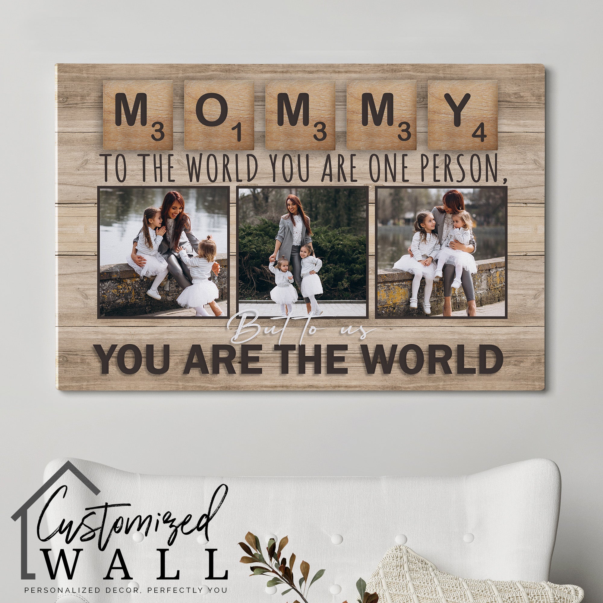 Customizable "You Are the World" Family Photo Wrapped Canvas – Perfect Personalized Gift for Mom on Mother's Day or Special Occasions - Image 5