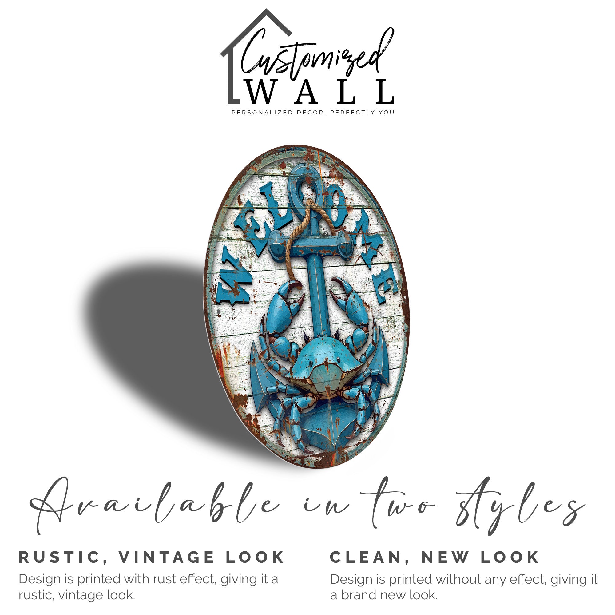 Personalized Coastal Welcome Sign – Nautical Crab and Anchor Design on Premium Metal – Perfect for Beach House Décor and Gifts - Image 5