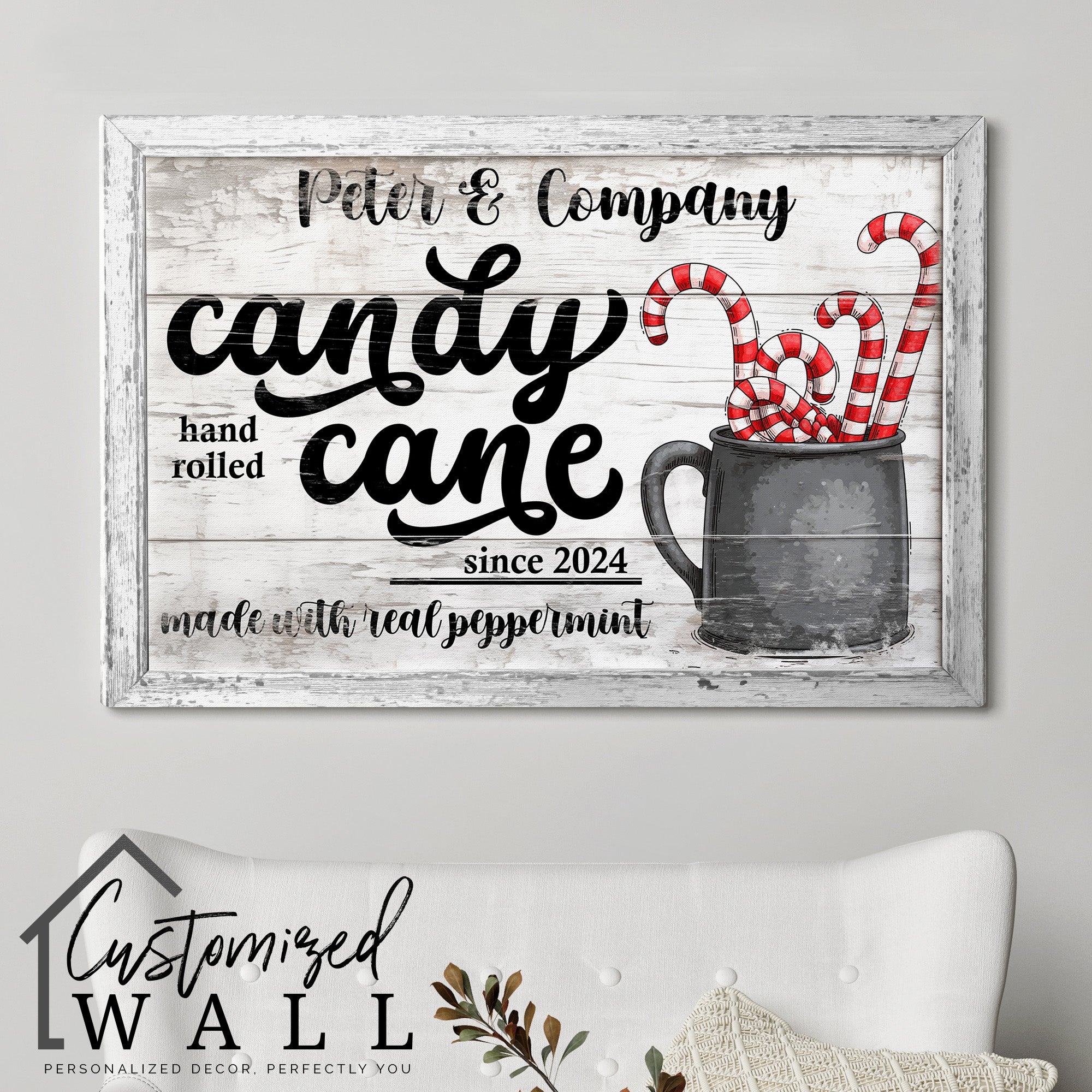 Personalized Candy Cane Wall Art on Wrapped Canvas - Customizable Holiday Decor for Christmas Gift Giving - Image 5