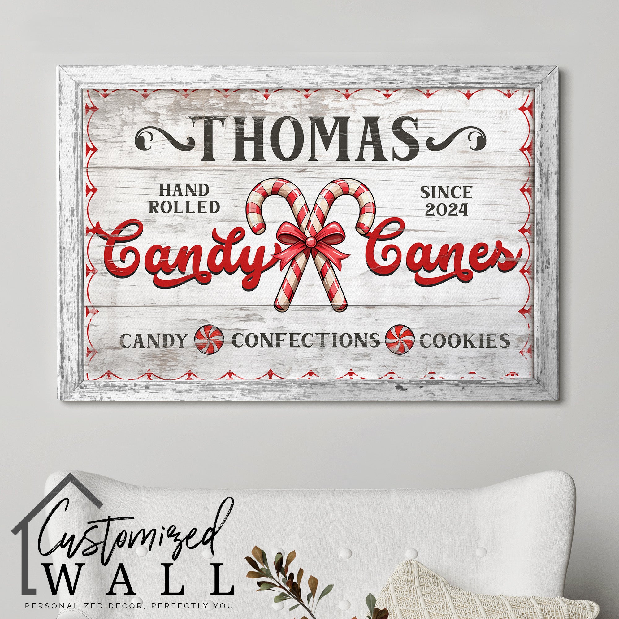 Personalized Handcrafted Candy Cane Christmas Wall Art - Custom Family Name Sign for Holiday Decor Gift - Image 5