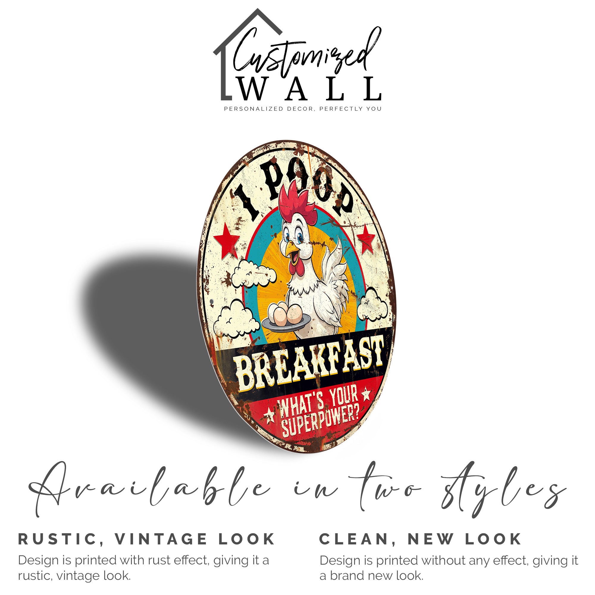 Personalized "I Poop Breakfast" Retro Metal Sign – Perfect Handmade Gift for Chicken Lovers and Farmhouse Decor - Image 5