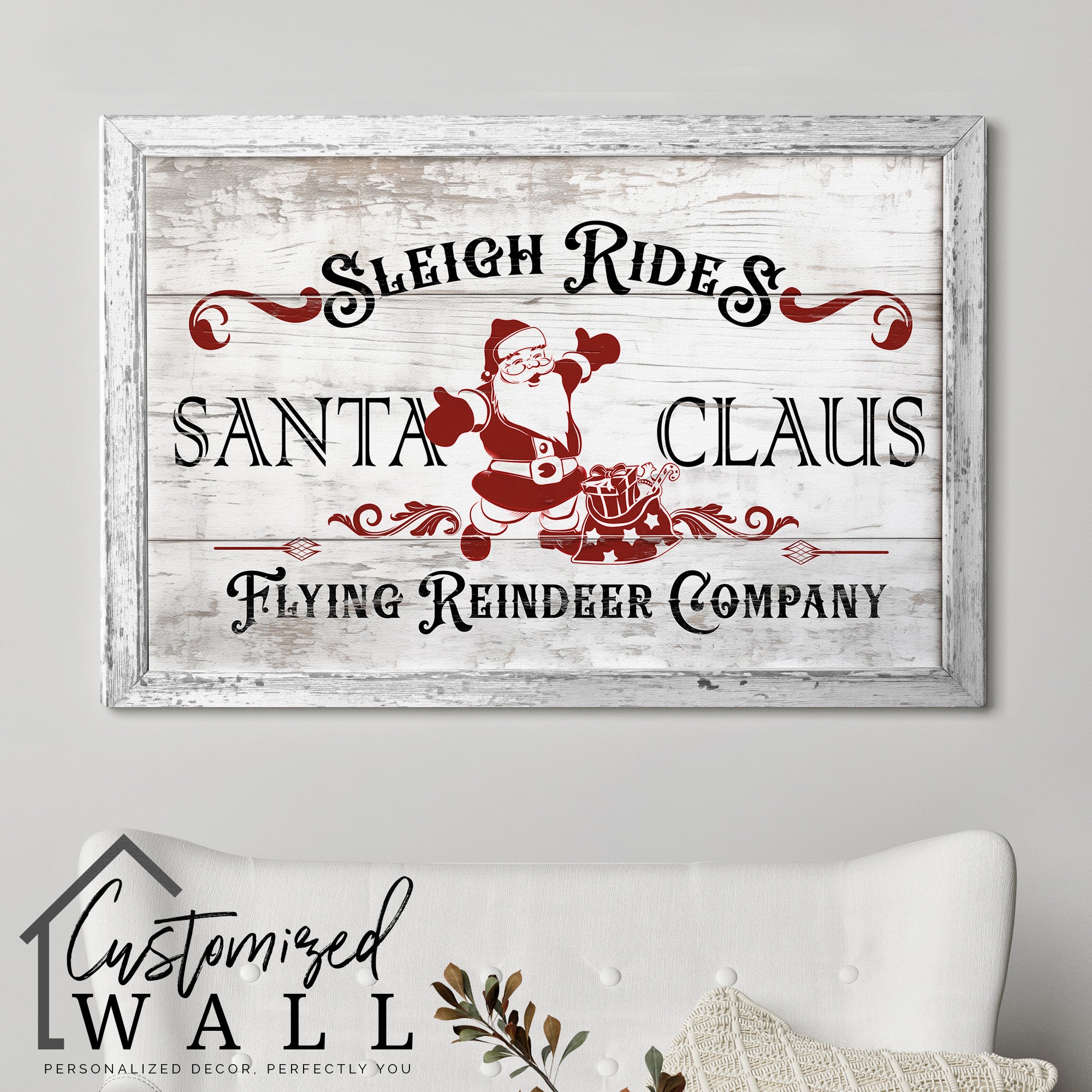 Personalized Santa Claus Sleigh Rides Canvas - Rustic Christmas Decor Wall Art - Perfect Handmade Gift for Holiday Enthusiasts - Image 5