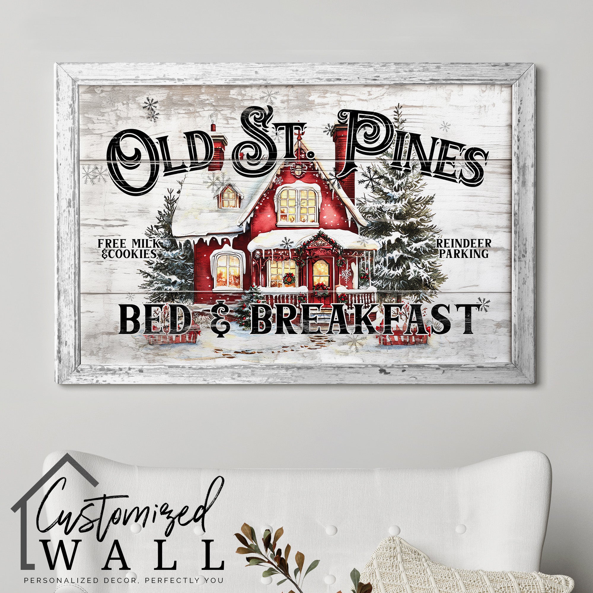 Personalized Holiday Wrapped Canvas Art - Old St. Pines Bed & Breakfast - Rustic Christmas Decor with Custom Options for Home or Gift - Image 5