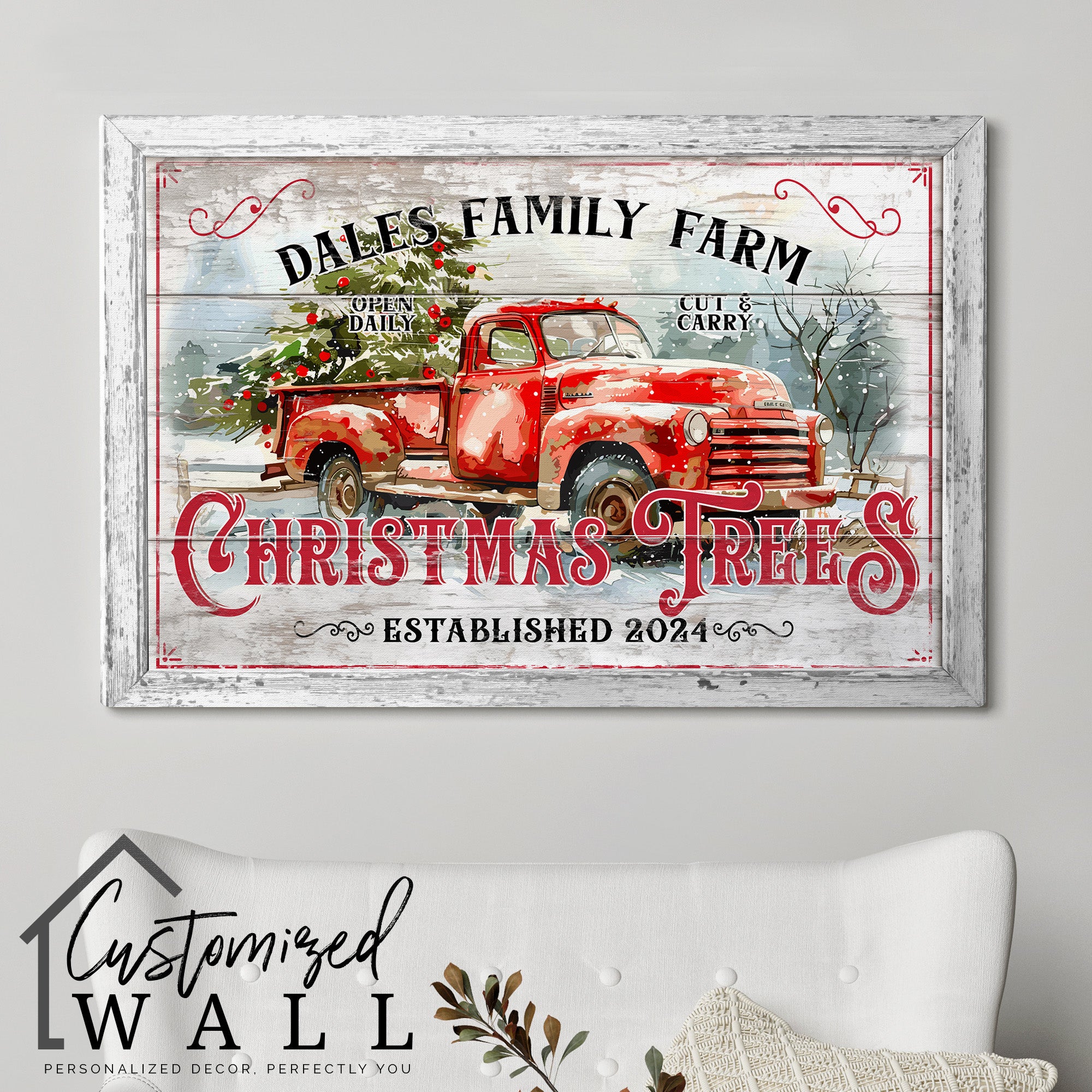 Personalized Rustic Christmas Tree Farm Canvas Art – Custom Family Name, Vintage Truck Design, Perfect Holiday Gift - Image 5
