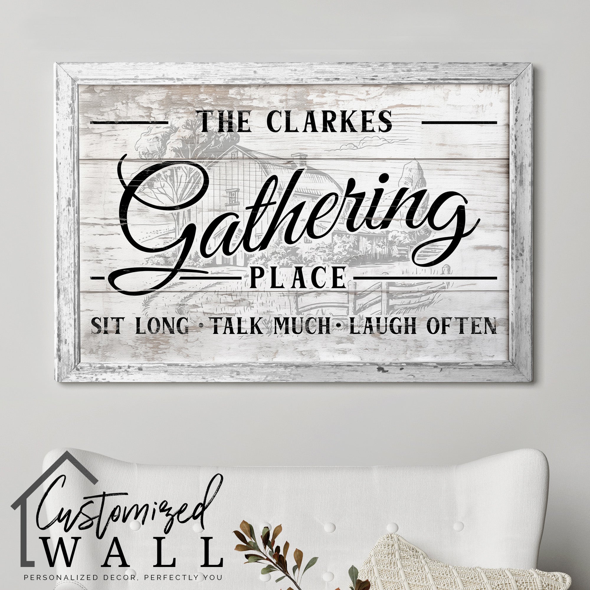Personalized Family Gathering Place Canvas Sign – Rustic Farmhouse Decor for Heartfelt Gift Giving - Image 5