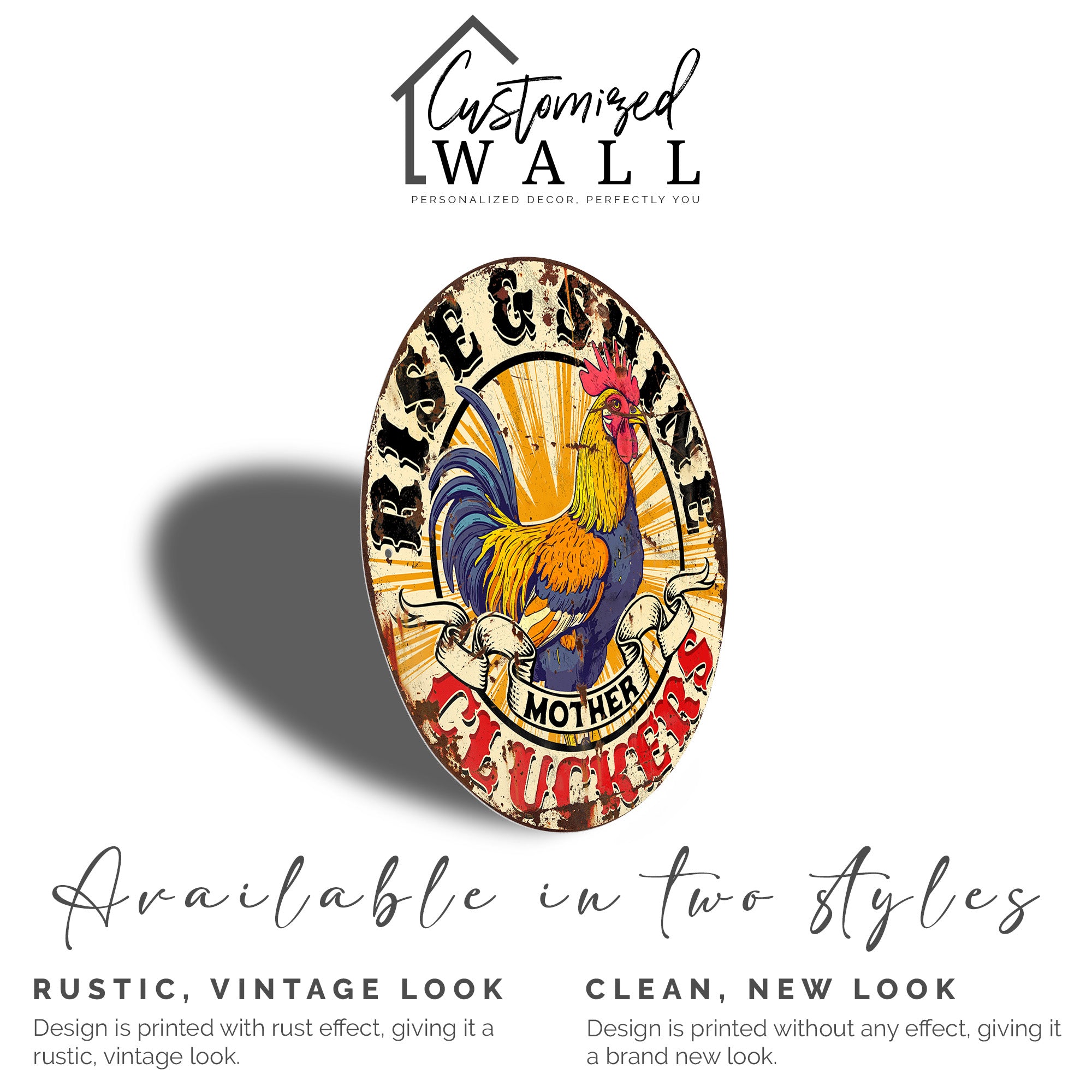 Personalized Rustic "Rise & Shine Mother Cluckers" Metal Sign – Vibrant Rooster Decor for Kitchens & Gift-Giving - Image 5